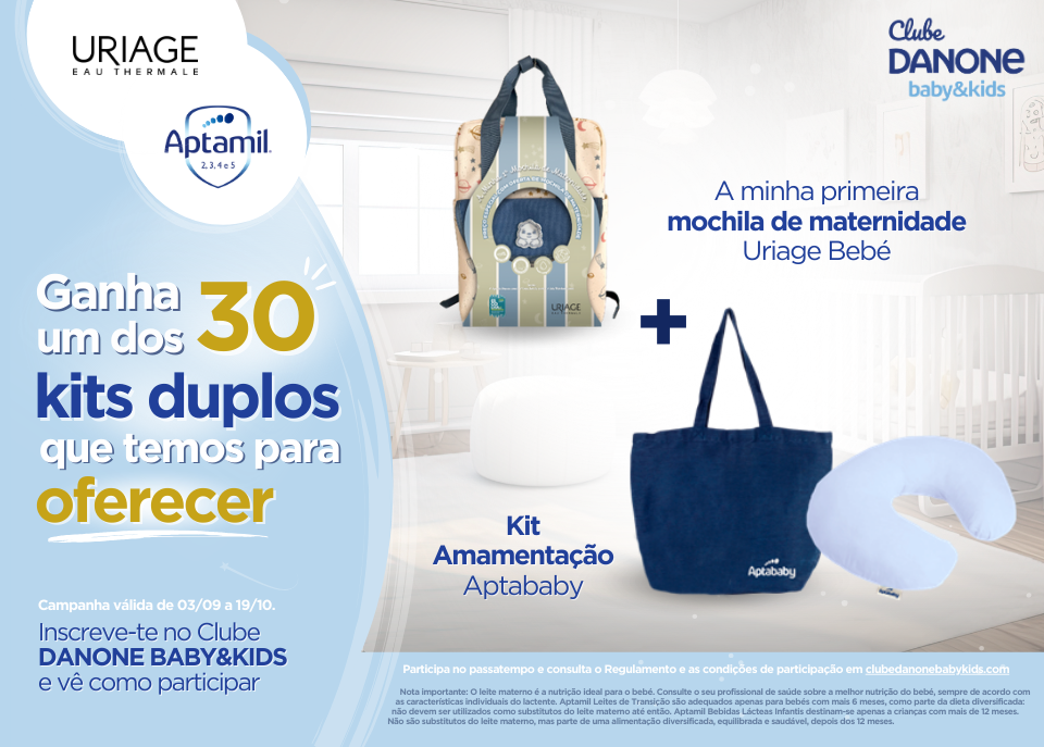 Passatempo Aptamil e Uriage para ganhar um kit com mochila de maternidade Uriage e Kit Alimentação Aptamil