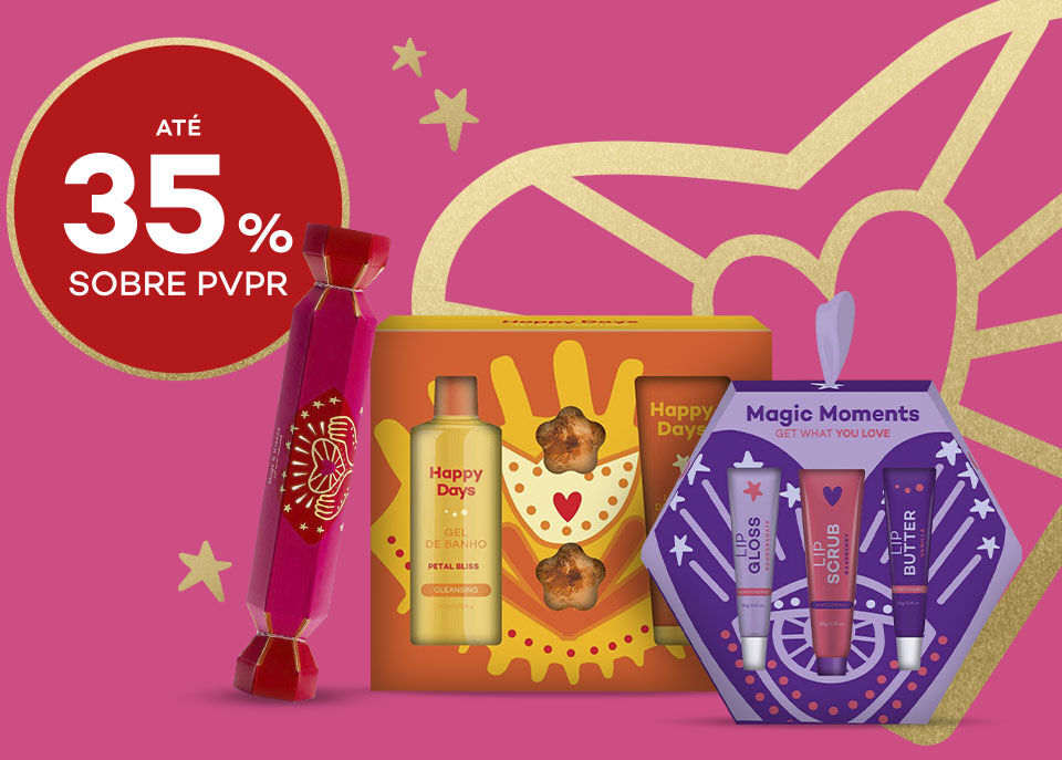 Produtos em campanha Natal com selo de desconto até 35% promoção