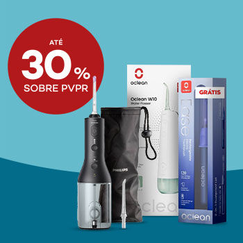 Irrigadores Dentais com selo de desconto até 30% sobre preço de venda ao público recomendado.