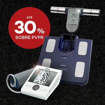 Destaque de equipamentos de saúde em campanha black friday com selo de desconto até 20% sobre preço de venda ao público recomendado