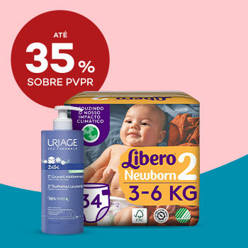 Produtos de muda da fralda com selo de desconto até 35% sobre preço de venda ao público recomendado.