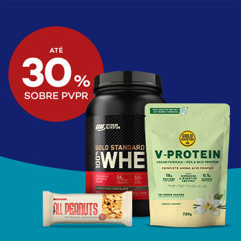 Produtos de Nutrição Desportiva com selo de desconto até 30% sobre preço de venda ao público recomendado.