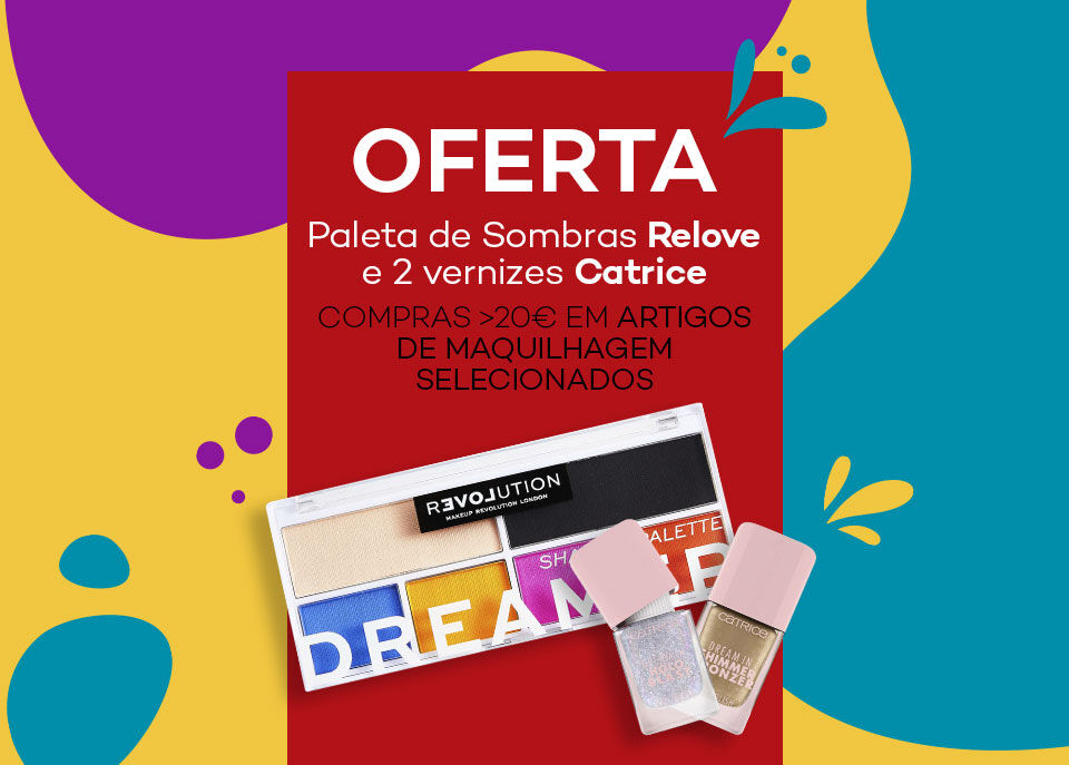 Oferta paleta de sombras Relova e 2 vernizes Catrice