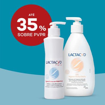 Produtos Lactacyd com selo de desconto de até 35% sobre preço de venda ao público recomendado