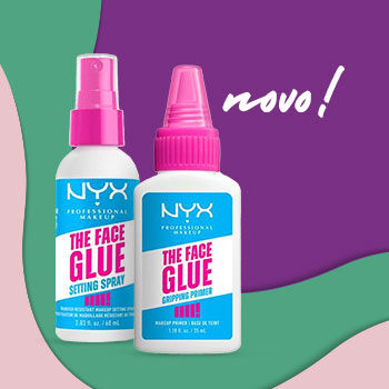Destaque dos dois novos produtos da marca NYX, a nova gama face glue composta por um primer e setting spray