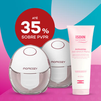 Produtos para as mamãs com desconto de até 35% sobre preço de Venda ao Público Recomendado