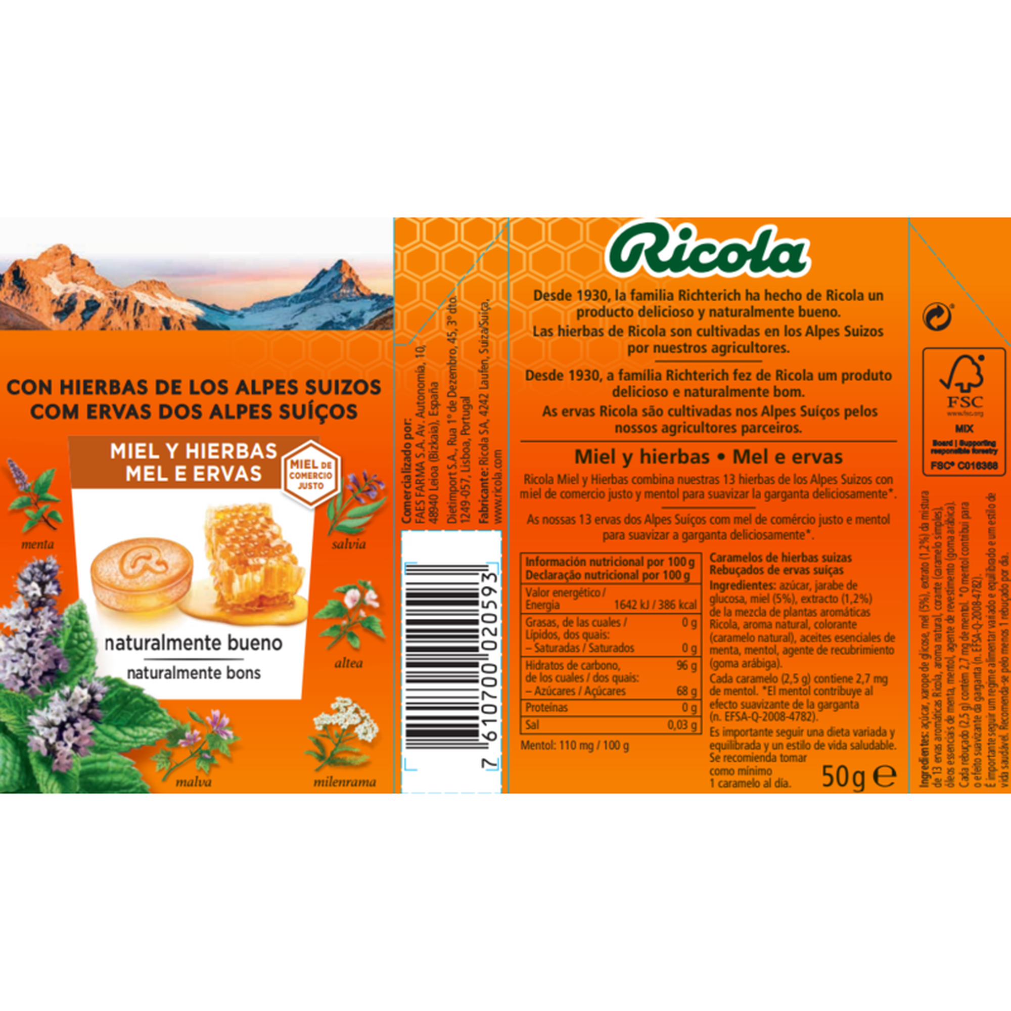 Rebuçados Mel e Ervas Alpes Suiços