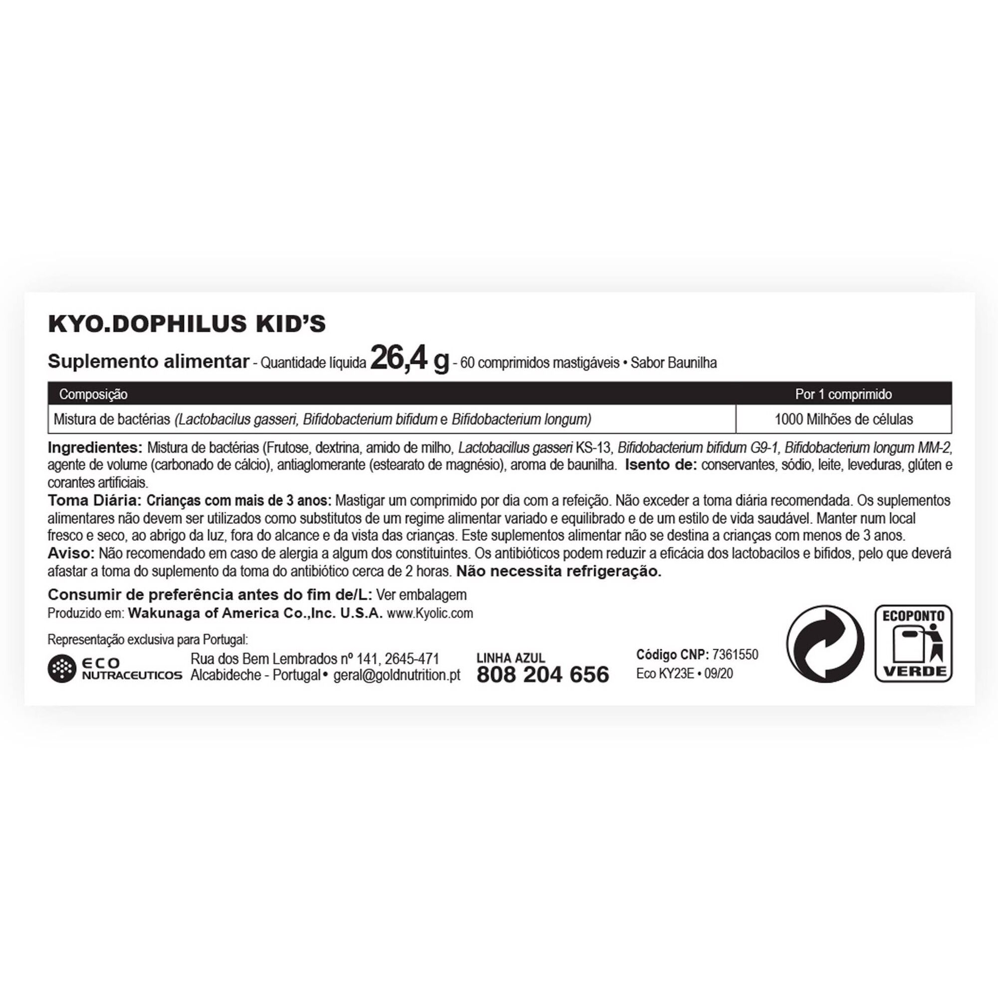 Kids Kyo Dophilus cápsulas Mastigáveis