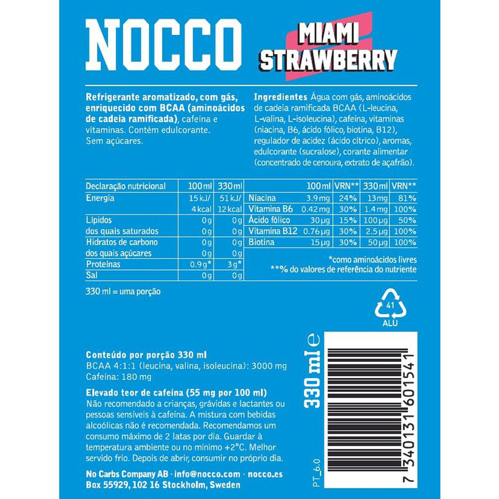 Bebida Energética BCAA de Miami Morango