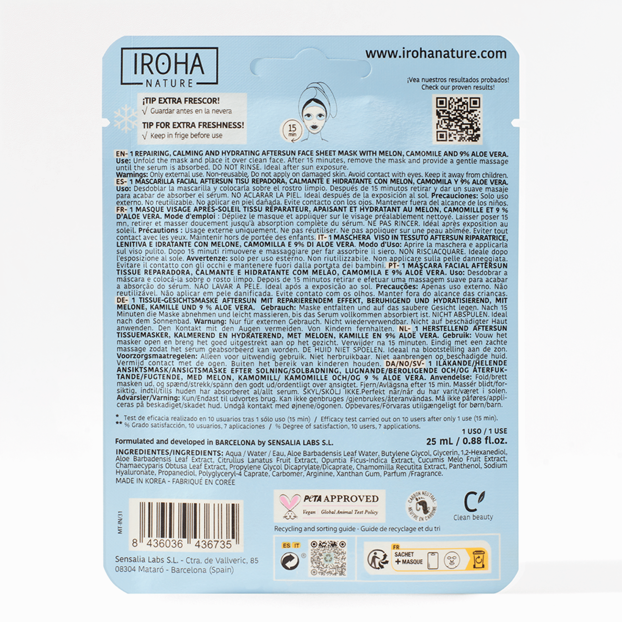 Máscara Rosto Reparadora Hidratante After Sun