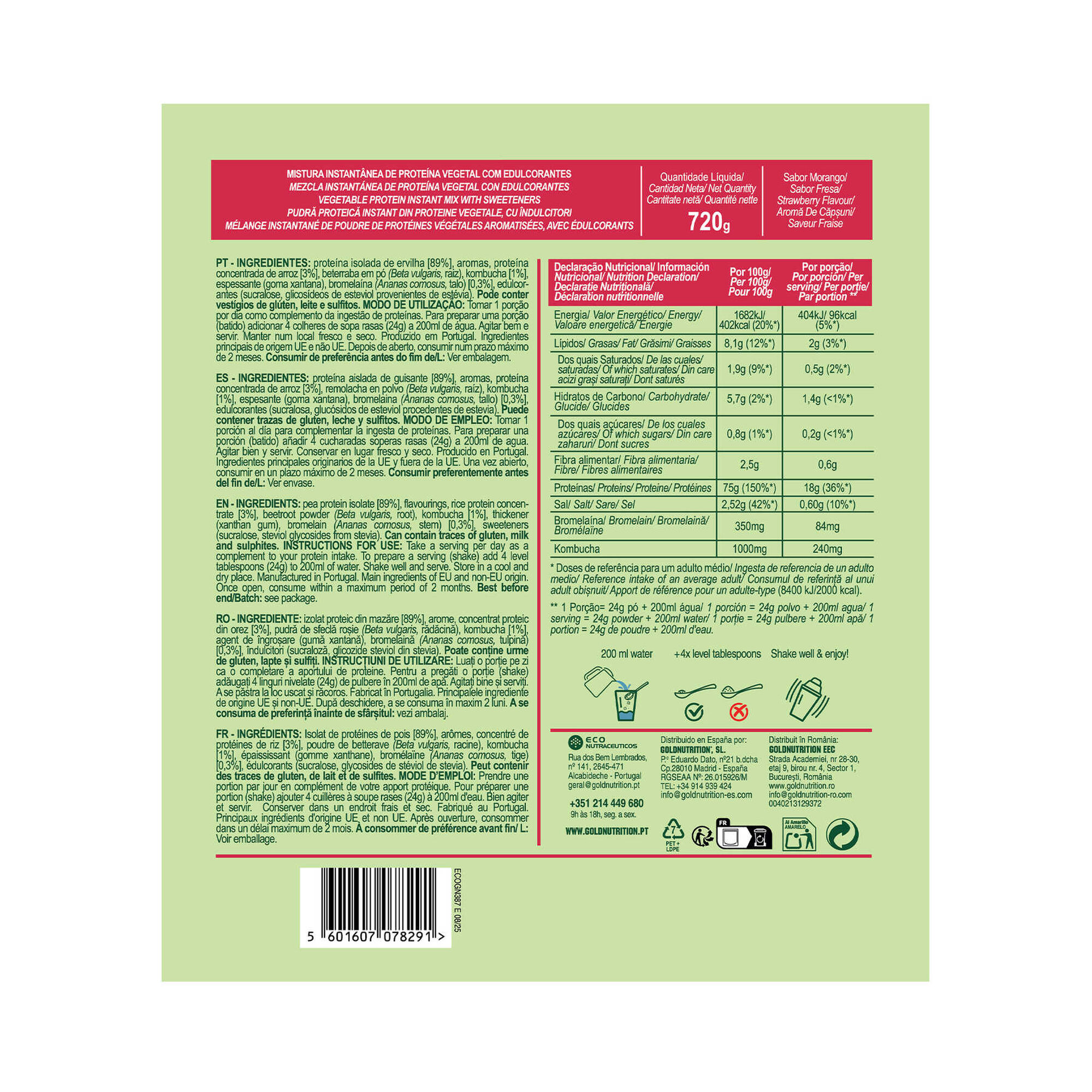 Proteína em Pó Vegan Sabor a Morango