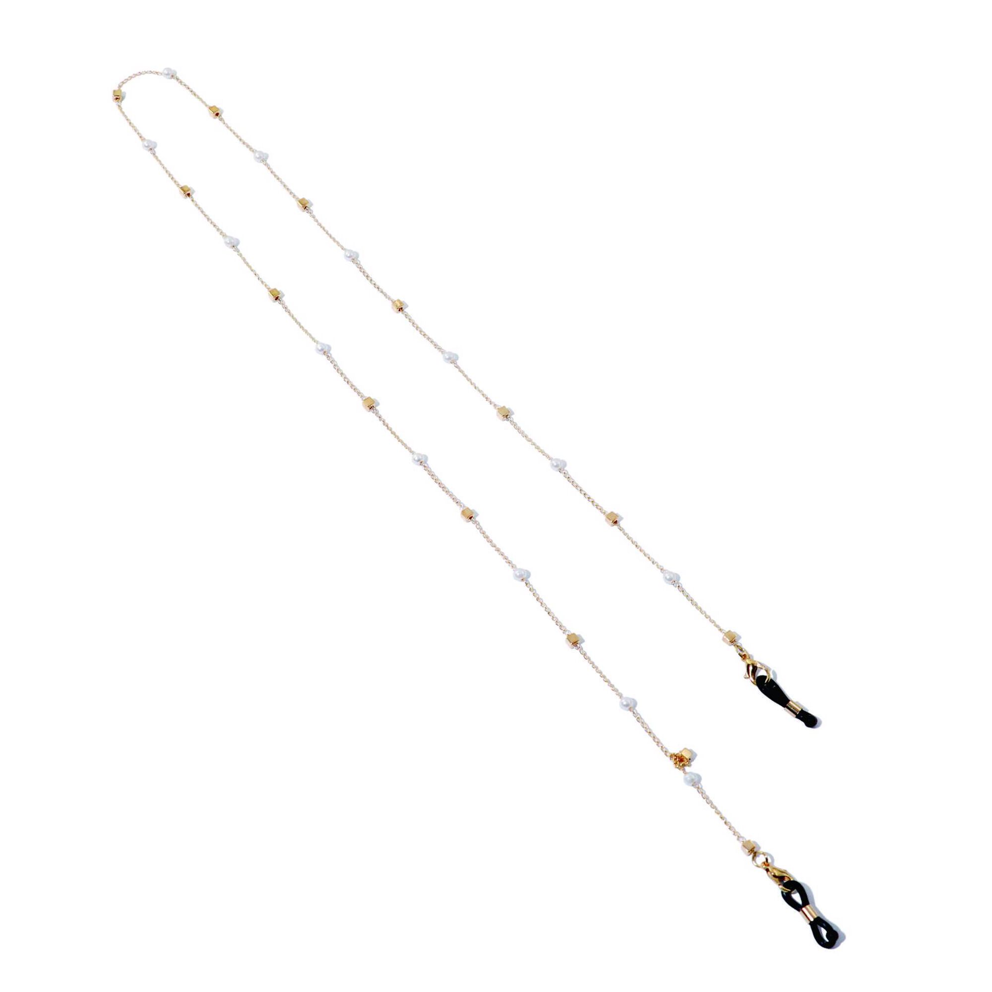 Cordão de Óculos Metal Gold and Pearls