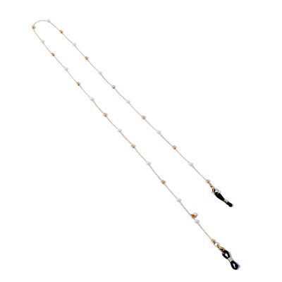 Cordão de Óculos Metal Gold and Pearls
