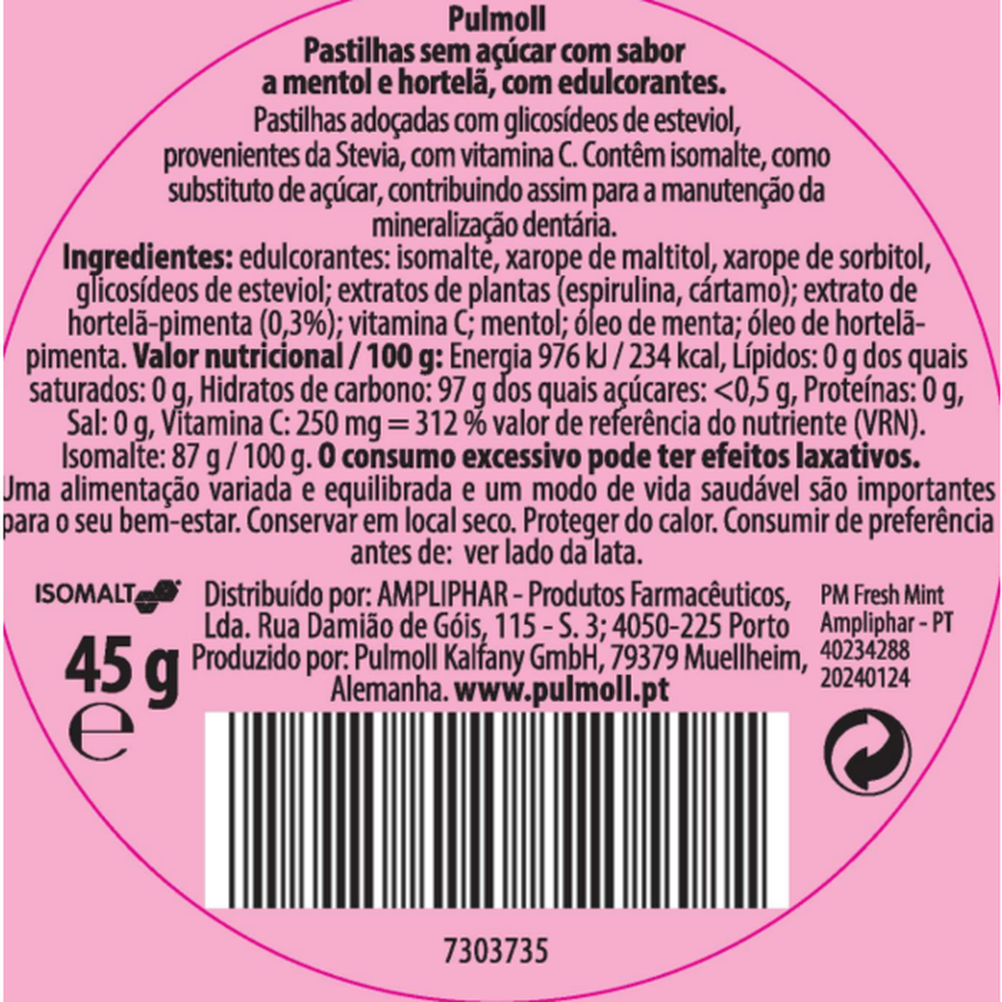 Bonbons Sugar Free Fresh Mint Vitamin C