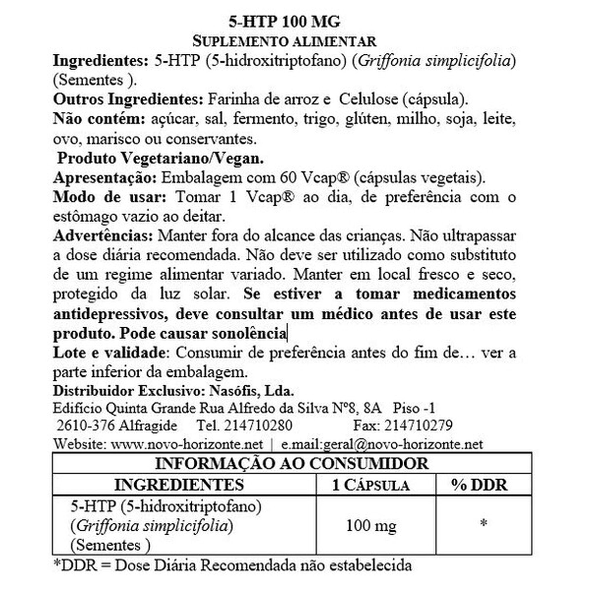 Suplemento Aumento Níveis de Serotonina 5 Htp