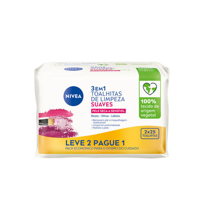 Toalhitas Limpeza Rosto Suaves Pele Sensível
