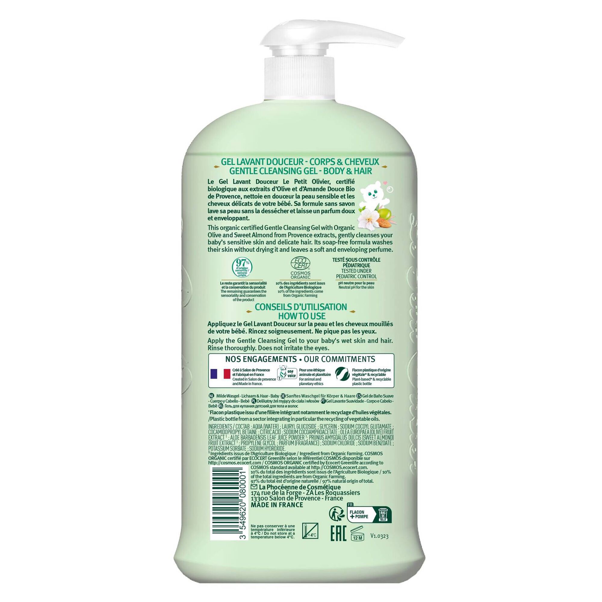Gel de Duche Suave Bebé Baby Organic