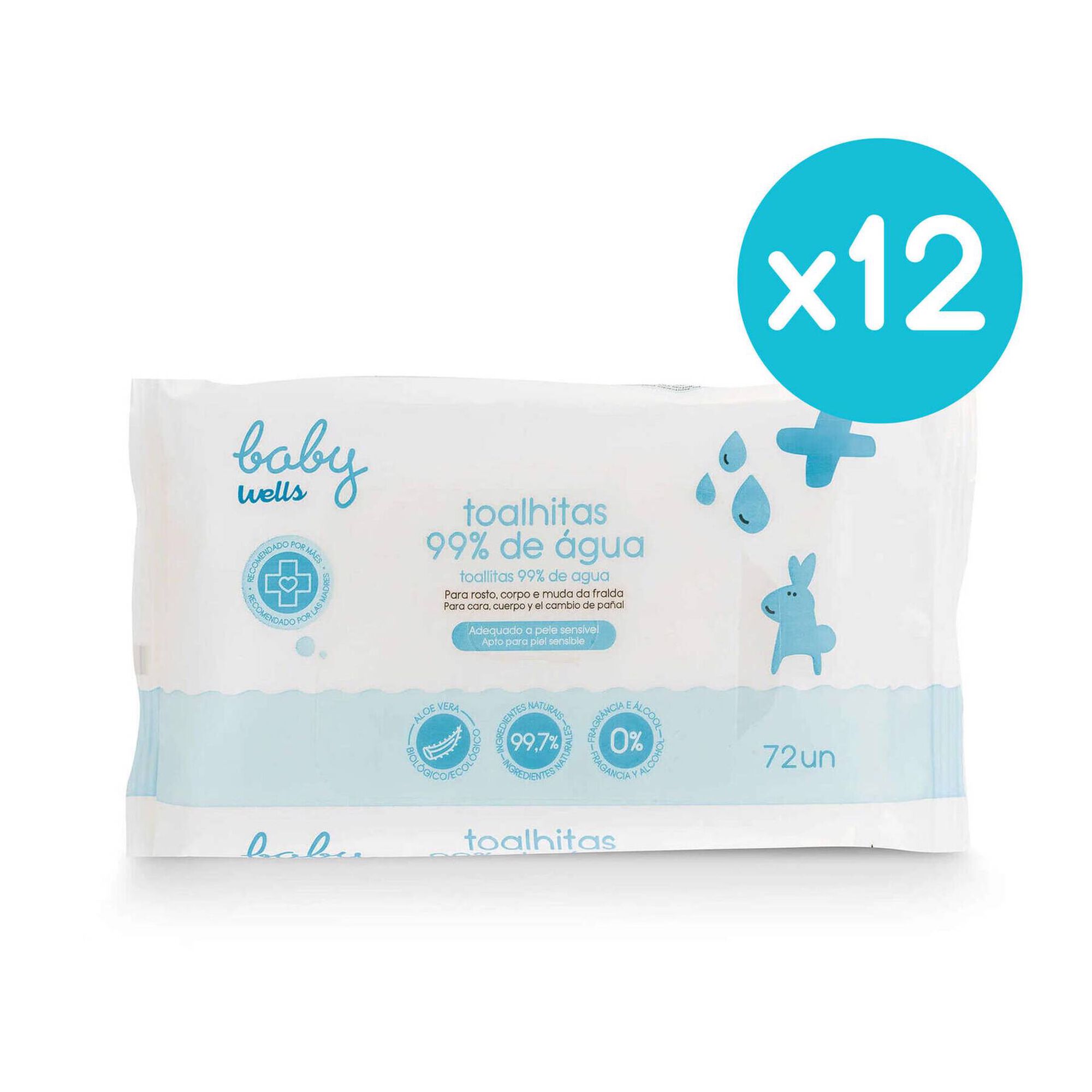 Pack Toalhitas 99% de Água Limpeza Delicada