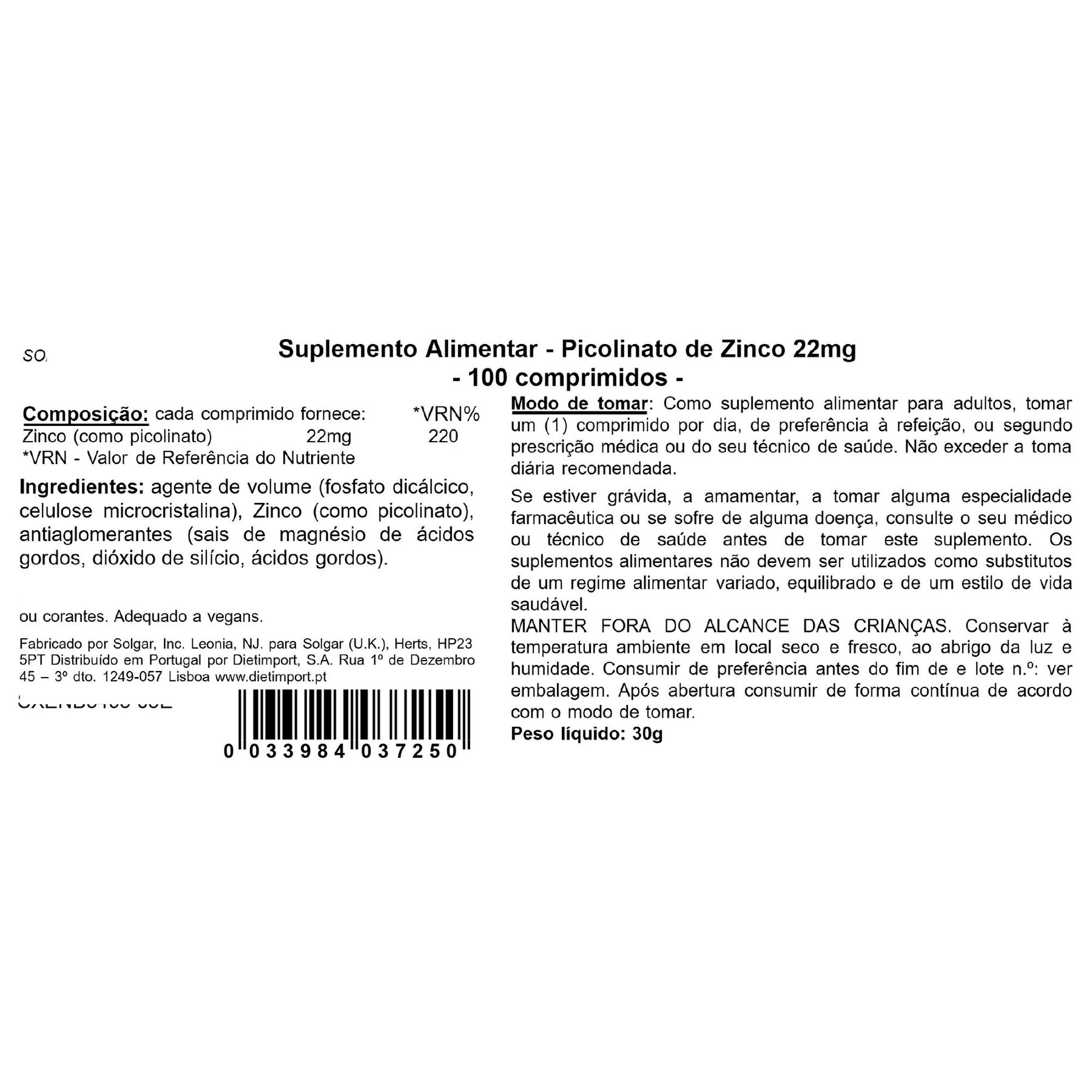 Zinc Picolinate 22 mg
