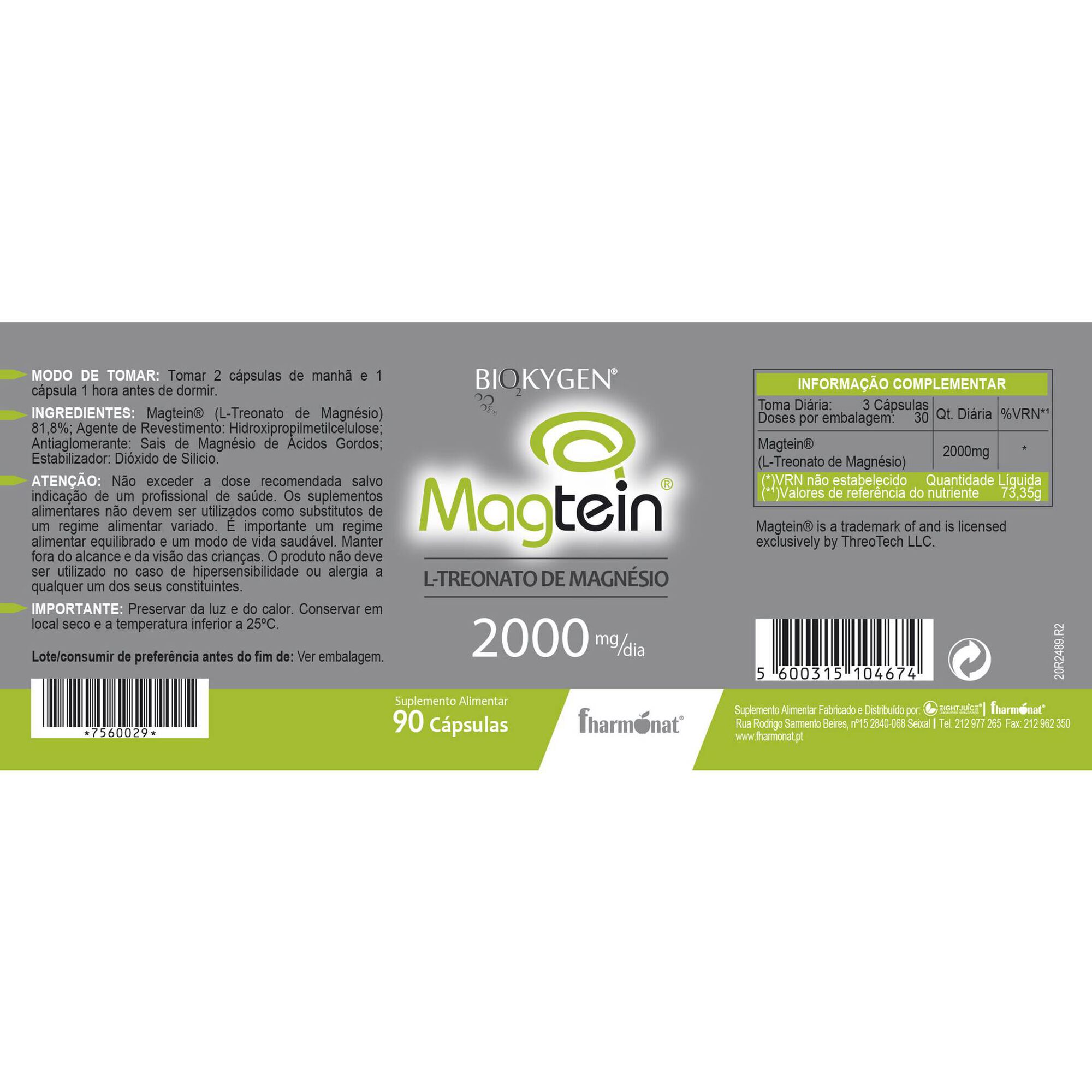 Magtein L-Treonato de Magnésio