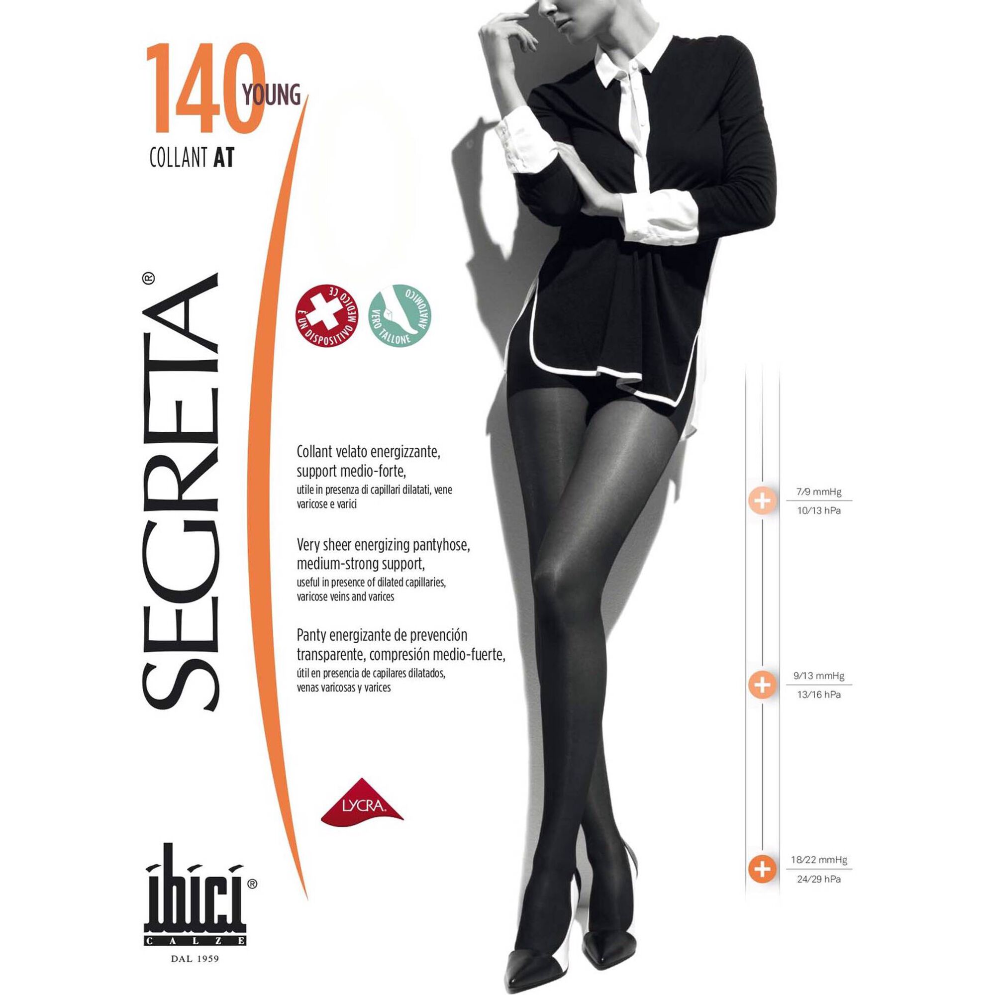 Collants de Descanso Segreta Young 140 Preto