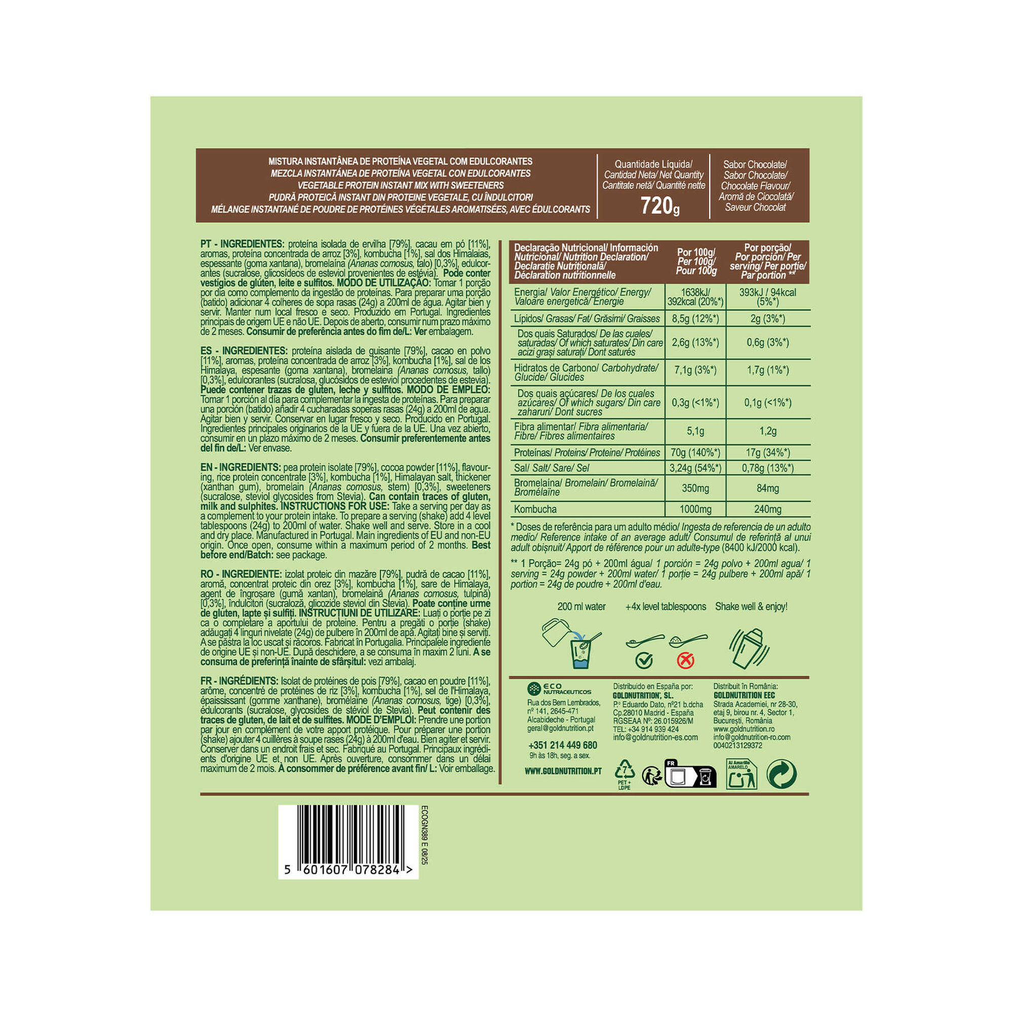 Proteína em Pó Vegan Sabor a Chocolate