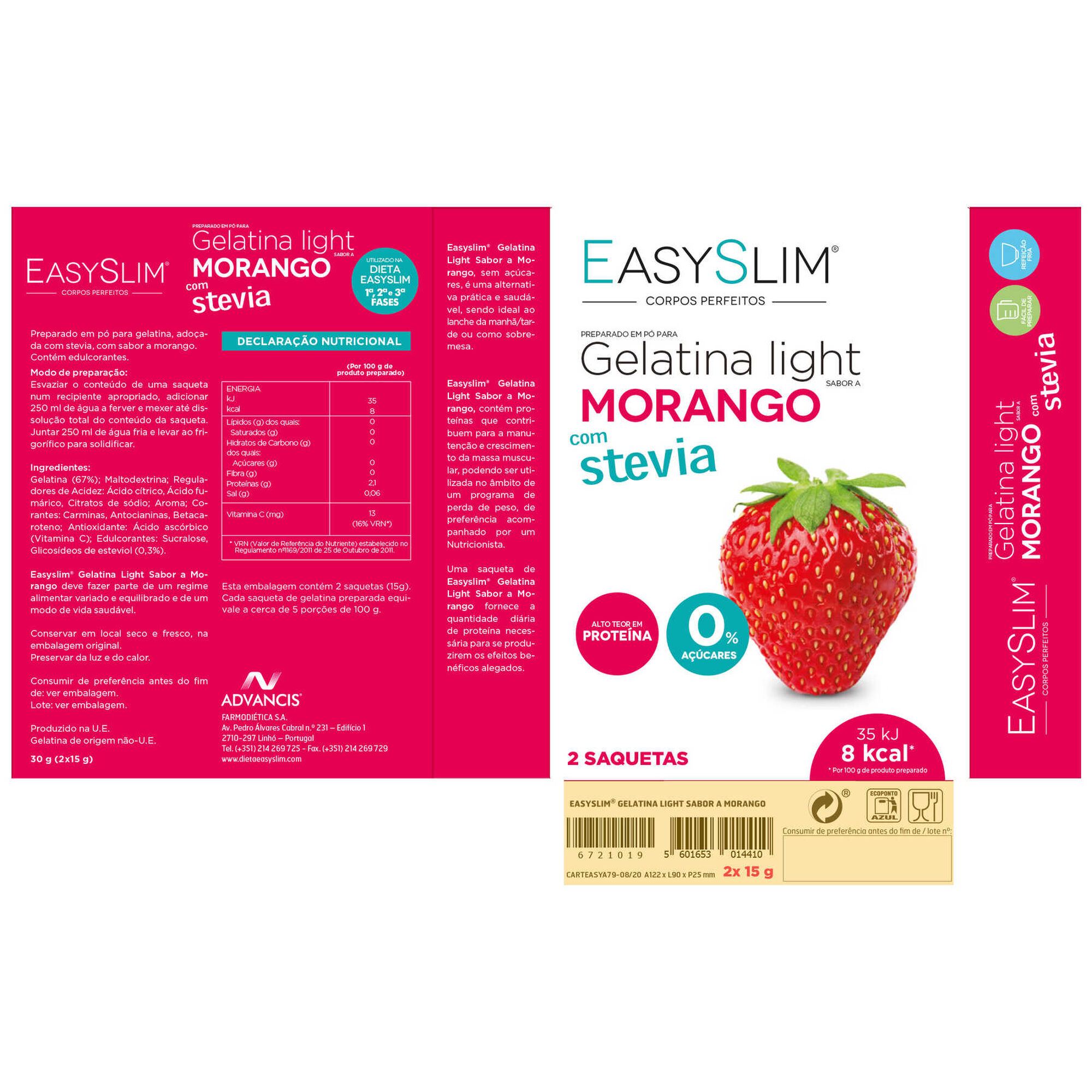 Gelatina Light Morango C/ Stevia