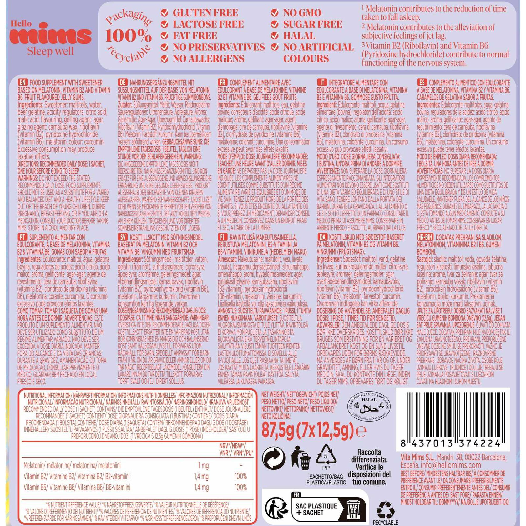 Suplemento Melhoria do Sono Sleep Well