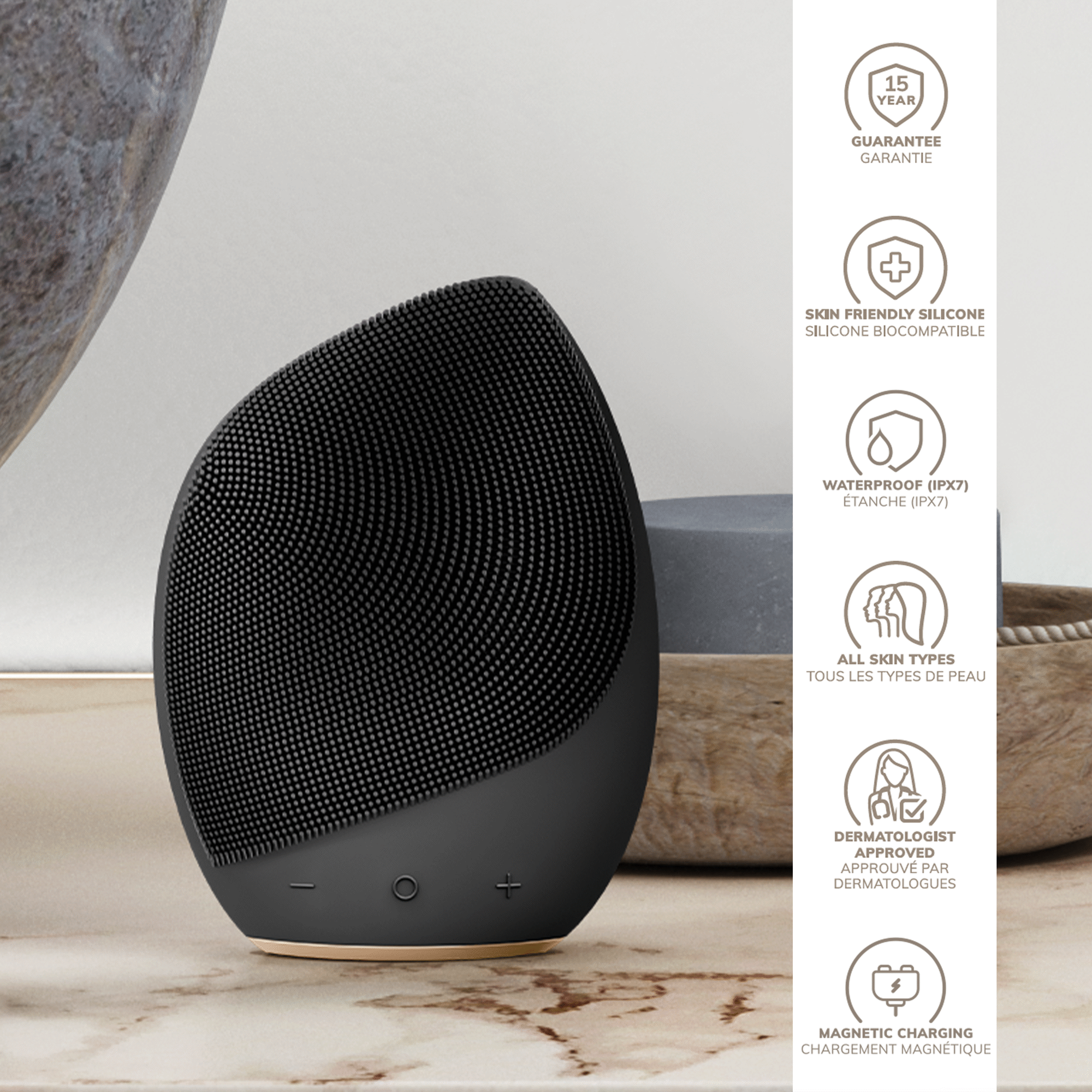 Escova de Rosto Limpeza Sonic 5 em 1 Cinza