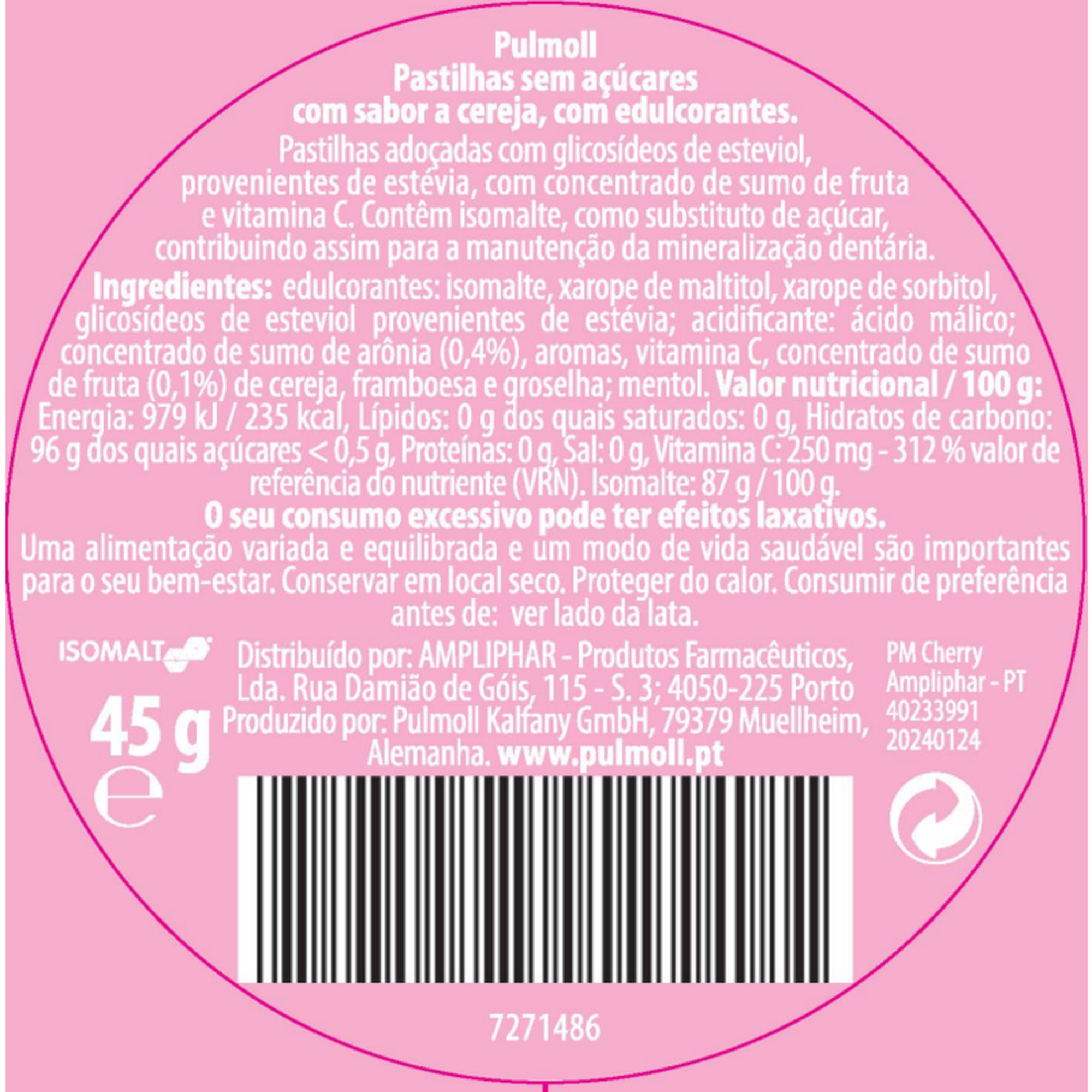 Bonbons Sugar Free Cherry Vitamin C