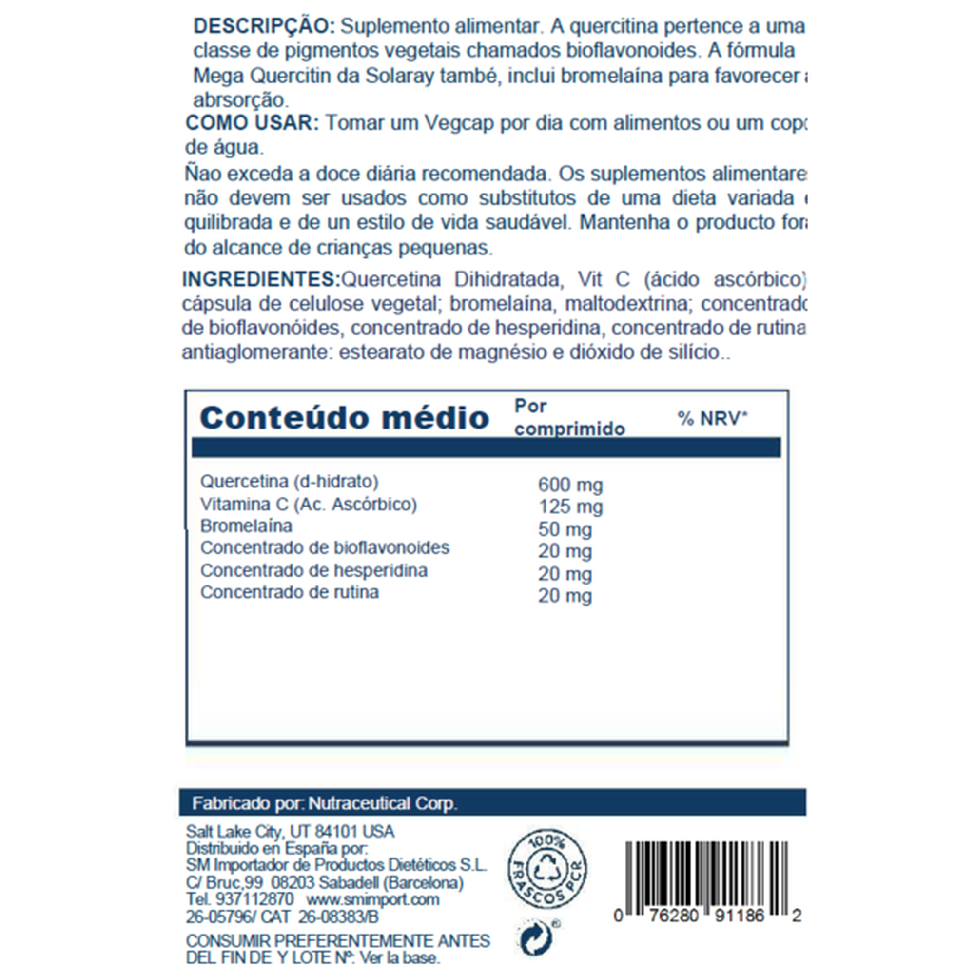 Suplemento Anti-Histamínico Natural Quercetin