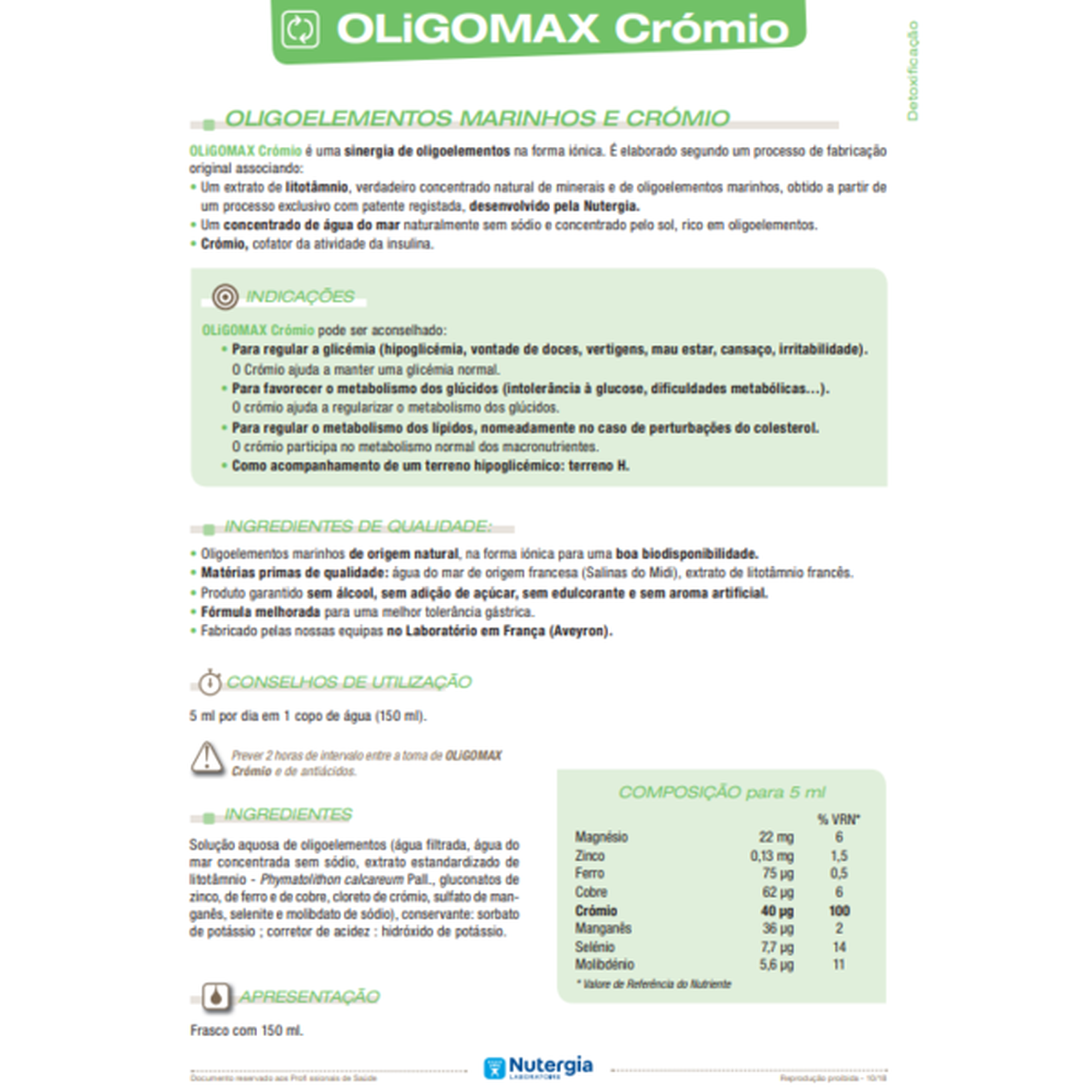 OliGomax Crómio Glycémia