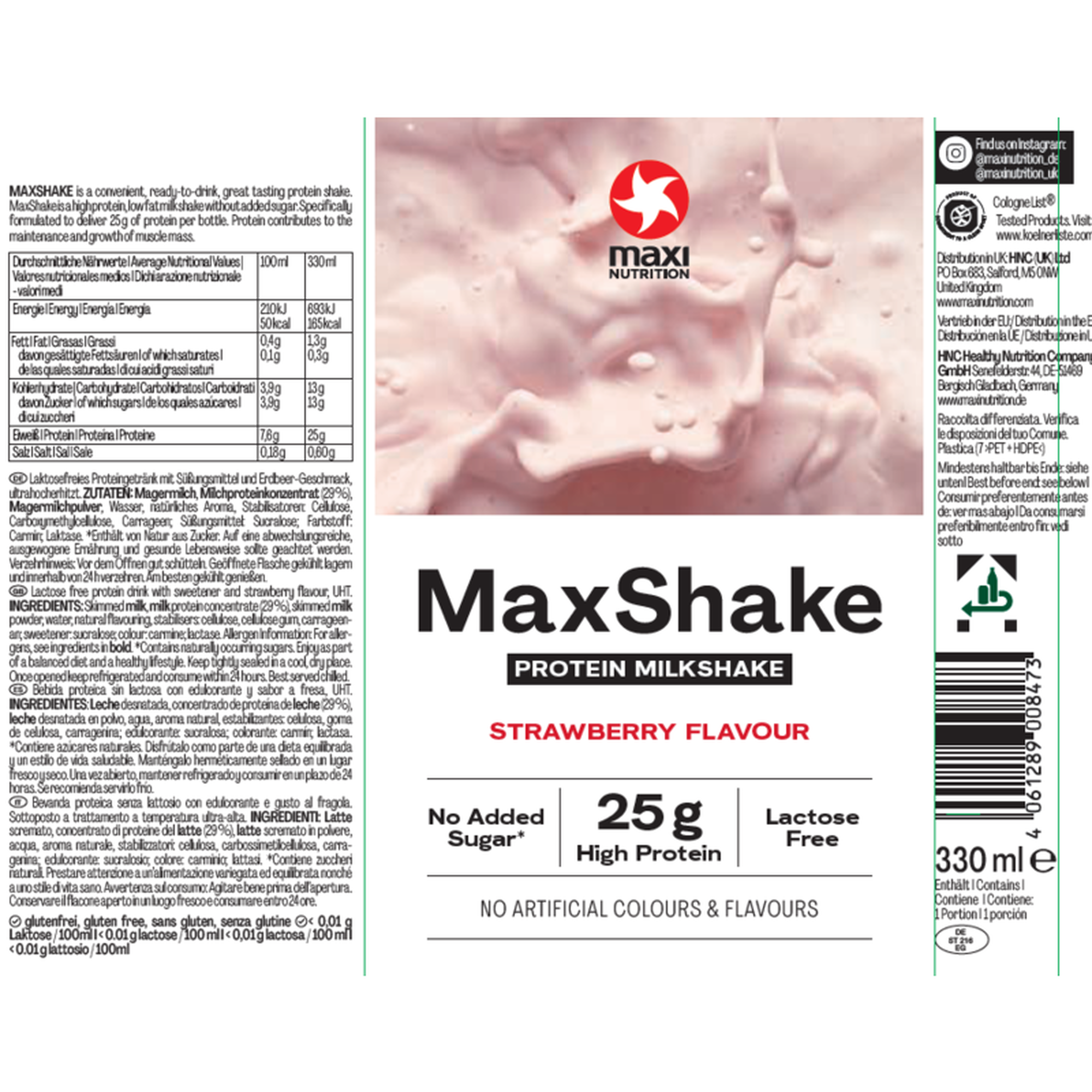 Milkshake de Morango Proteína MaxShake