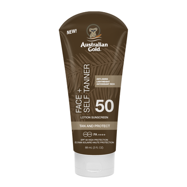 Tan and Protect Face Self Tanner Lotion SPF50 Wells