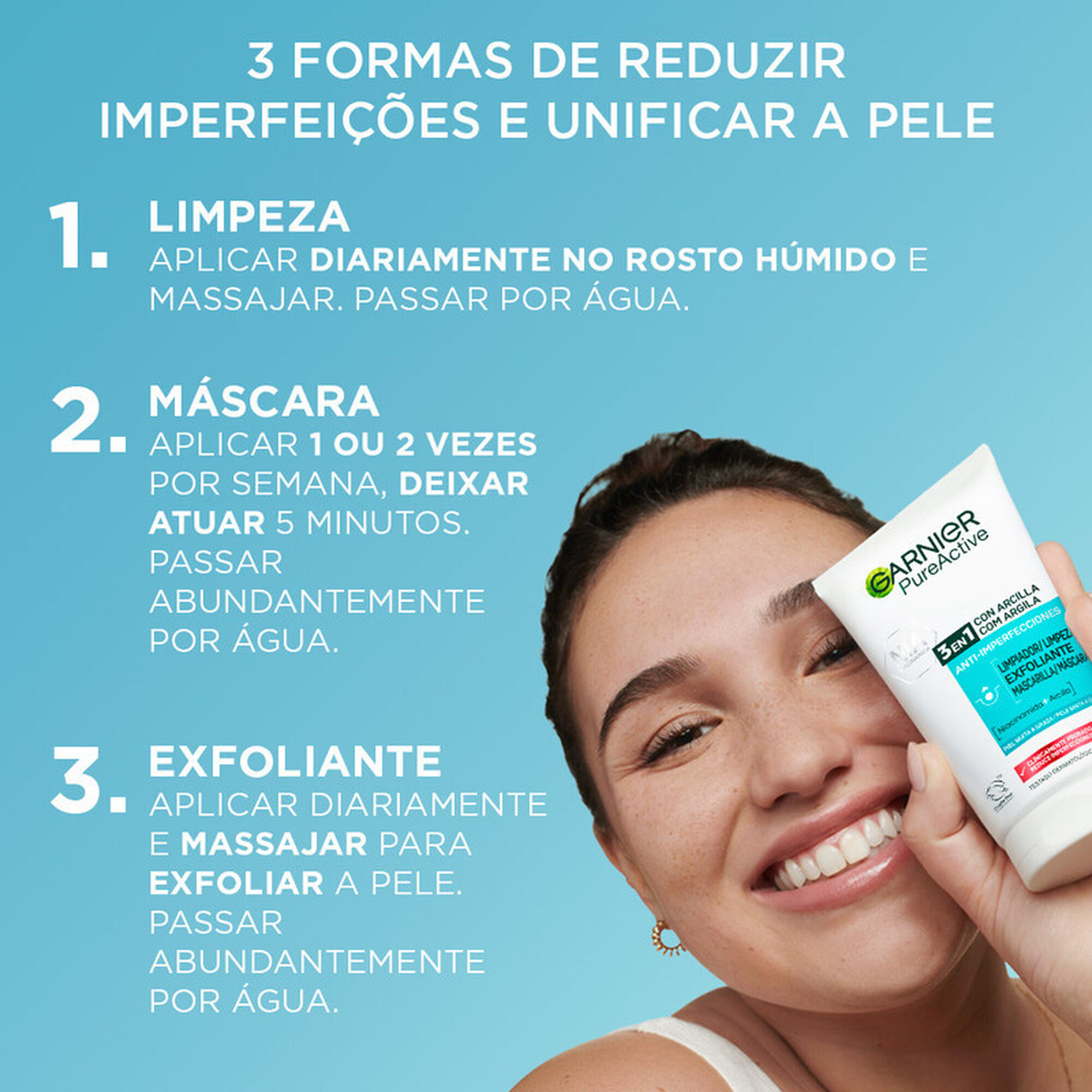 Pure Active 3 em 1 Máscara Esfoliante