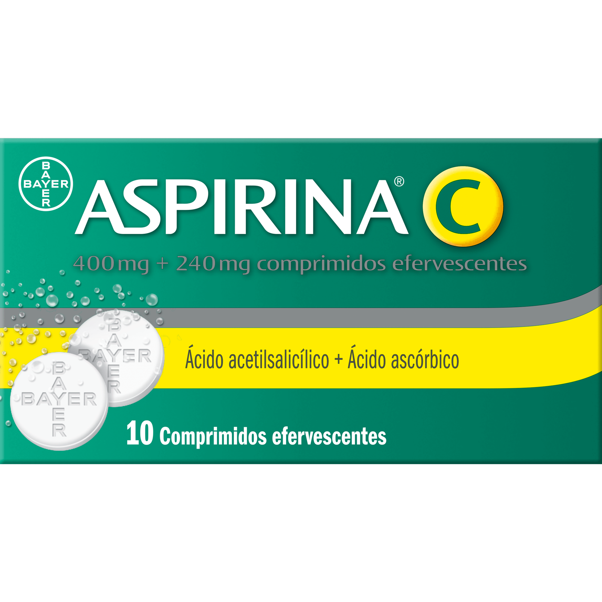 Aspirina C 400 mg Dor e Febre 10 comprimidos