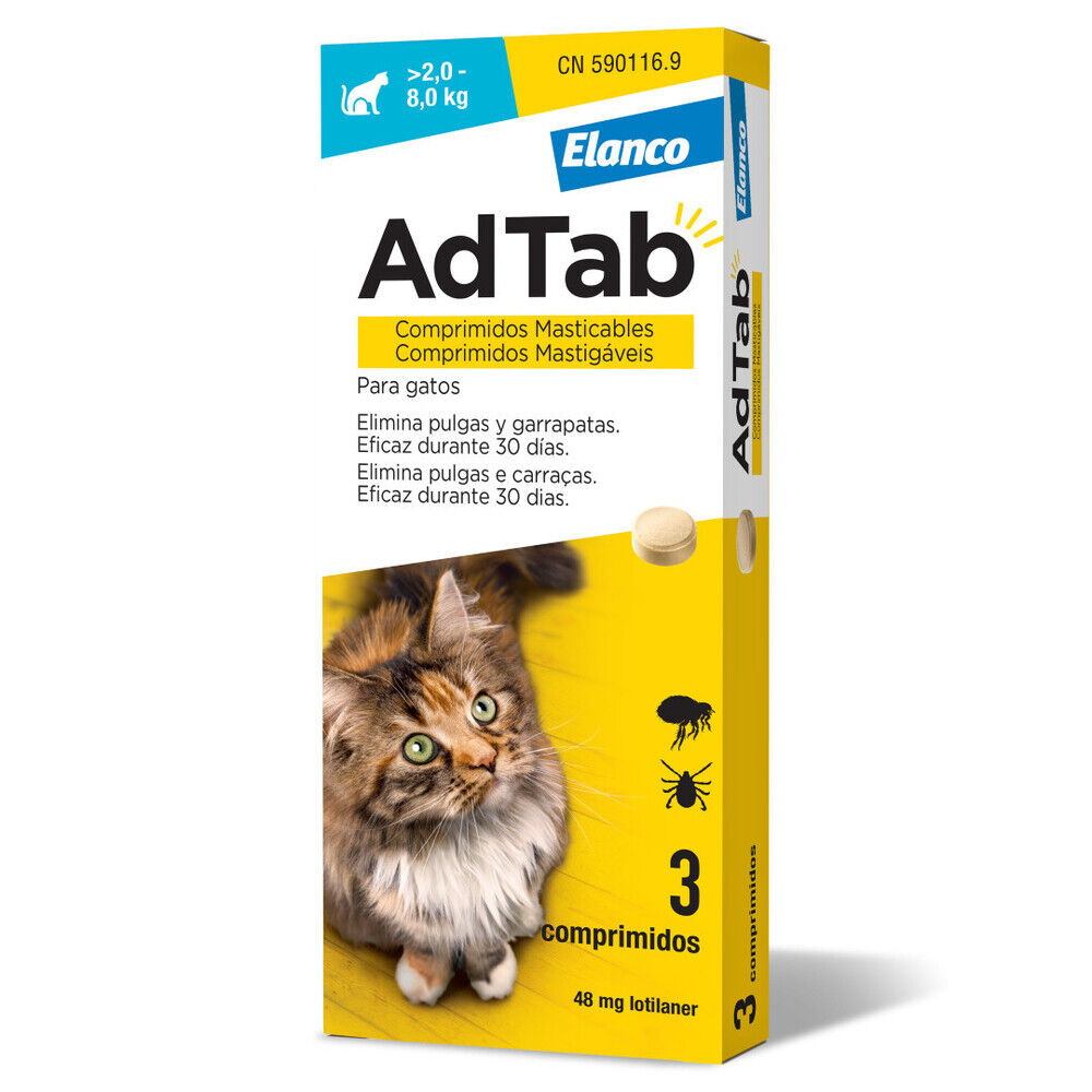 AdTab AdTab Antiparasitário Mastigável 48 mg para Gatos (> 2-8 kg)