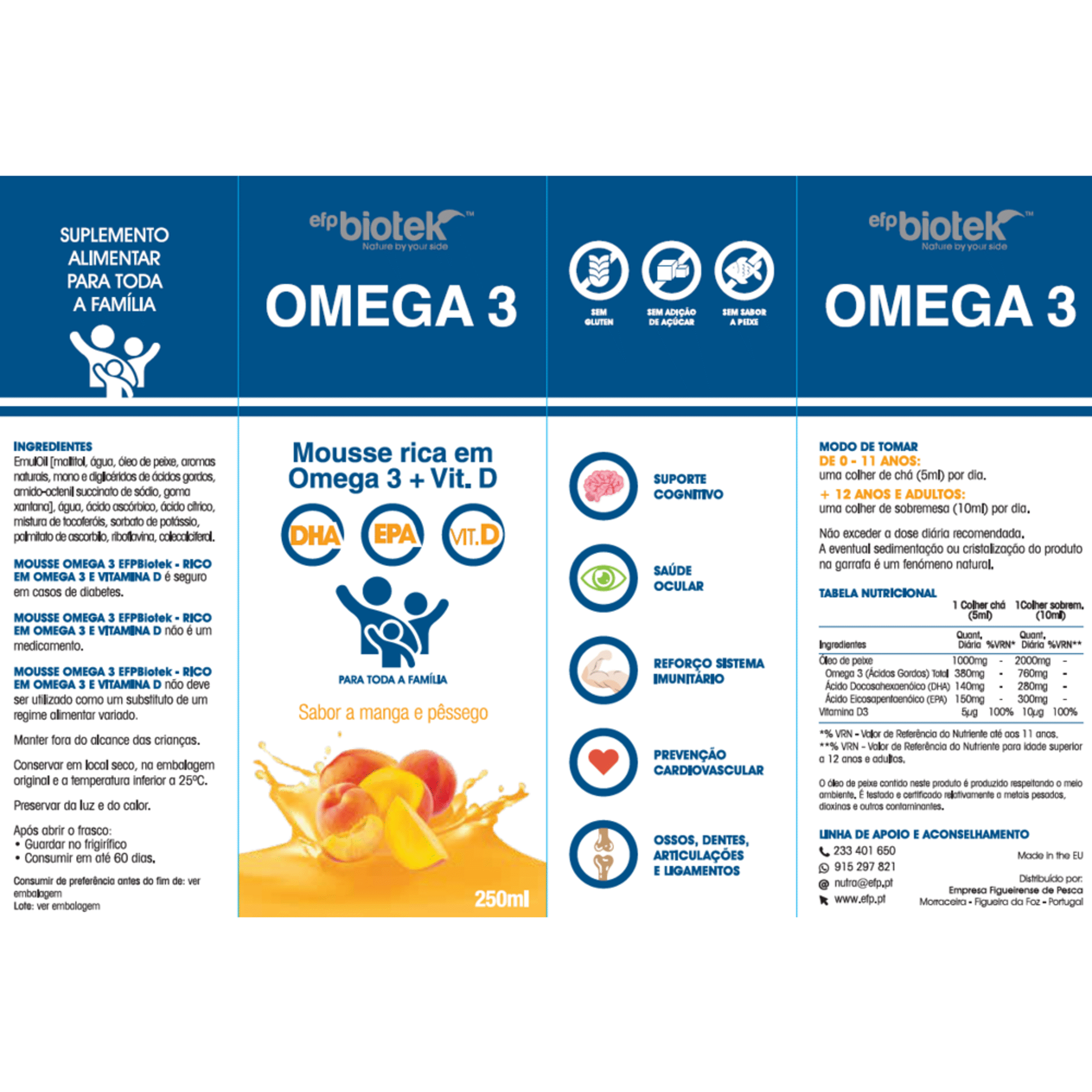 Mousse Ómega 3 Sabor Manga e Pêssego