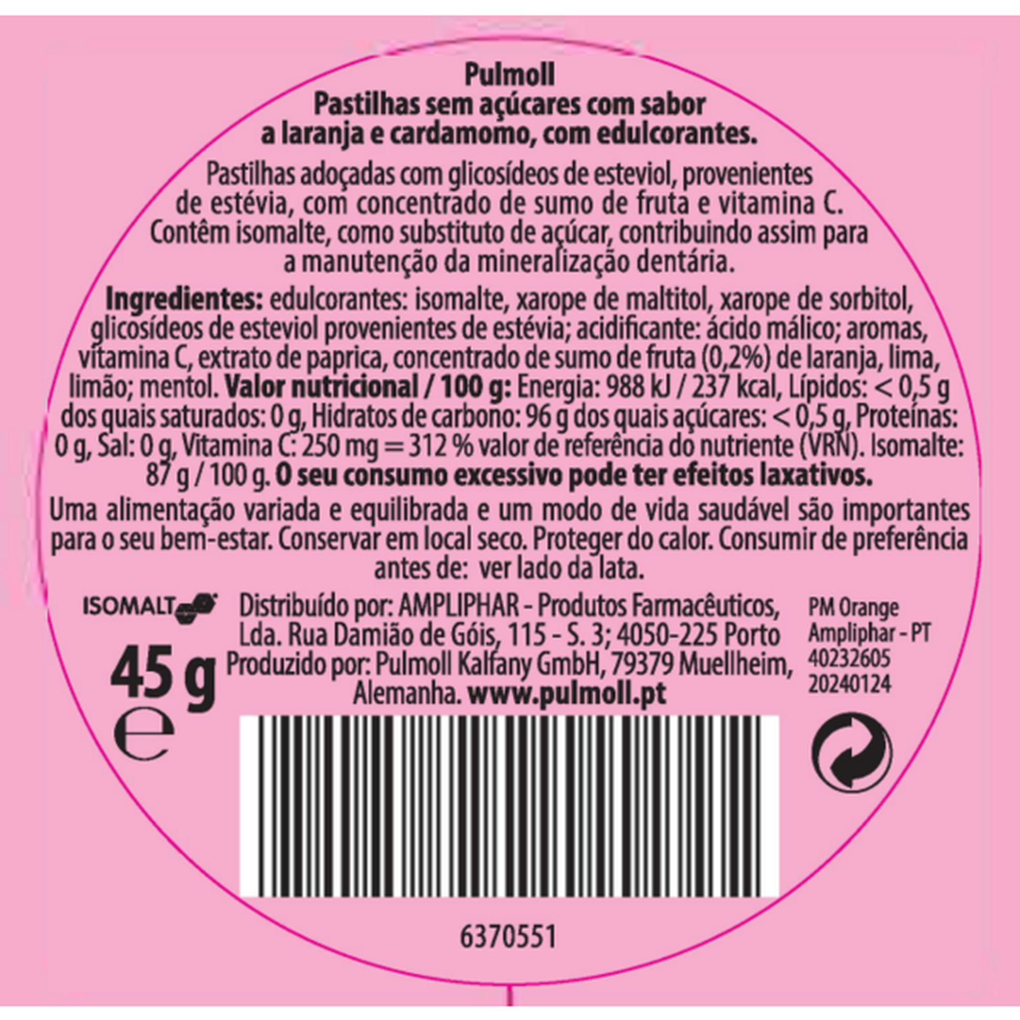 Bonbons Sugar Free Orange Vitamin C