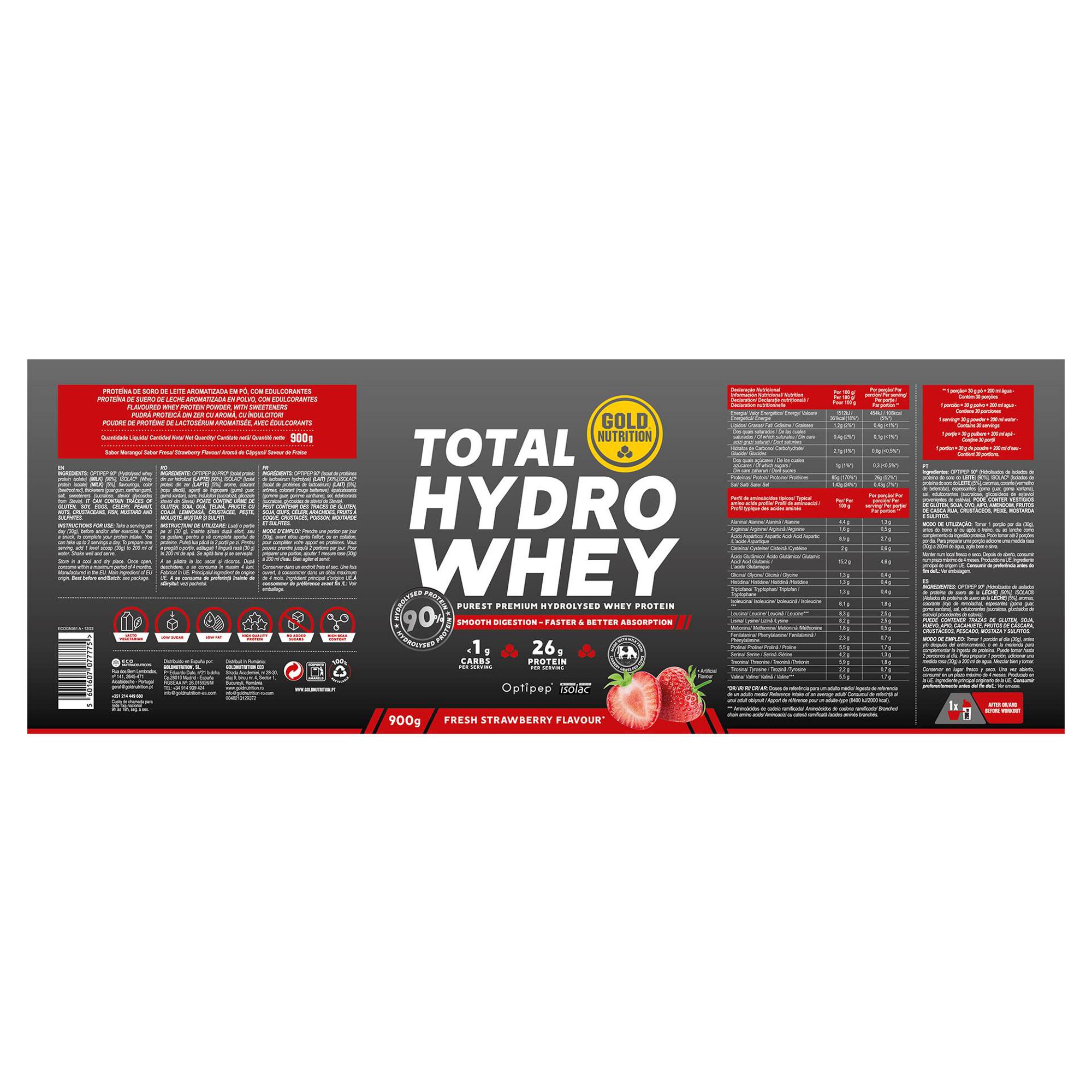 Proteína em Pó Sabor a Morango Total Hydro