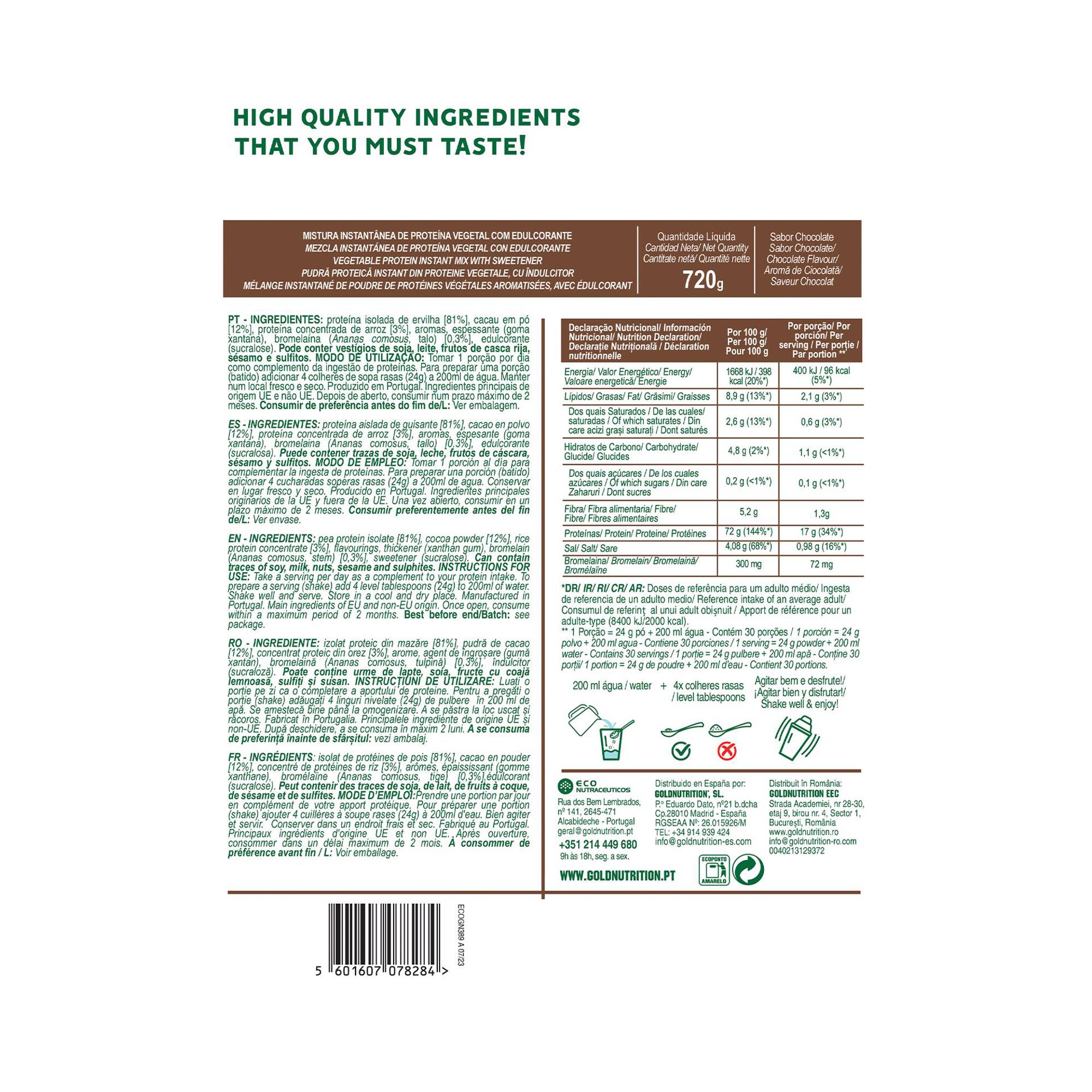 Proteína em Pó Vegan Sabor a Chocolate