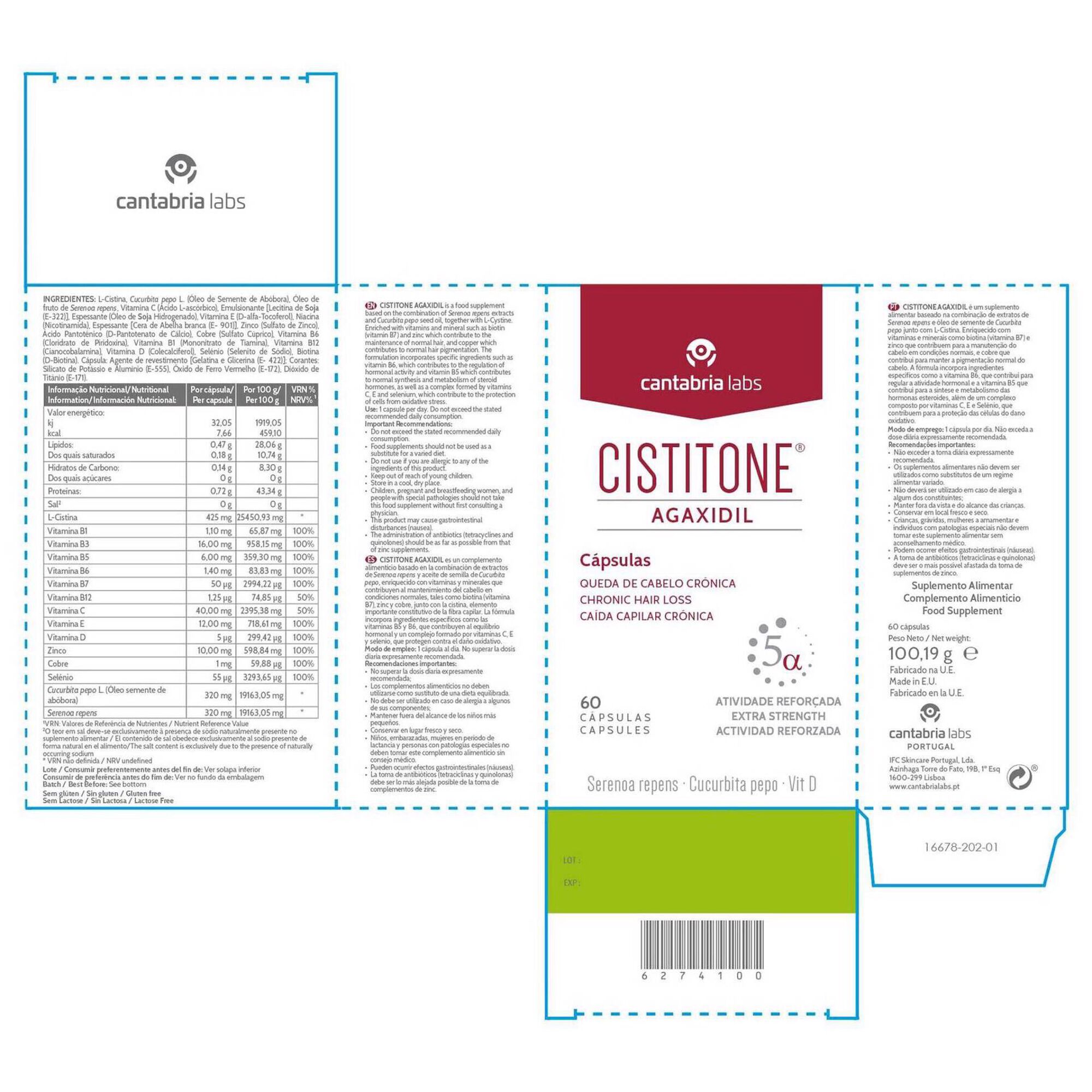 Cápsulas Queda de Cabelo Cistitone Agaxidil