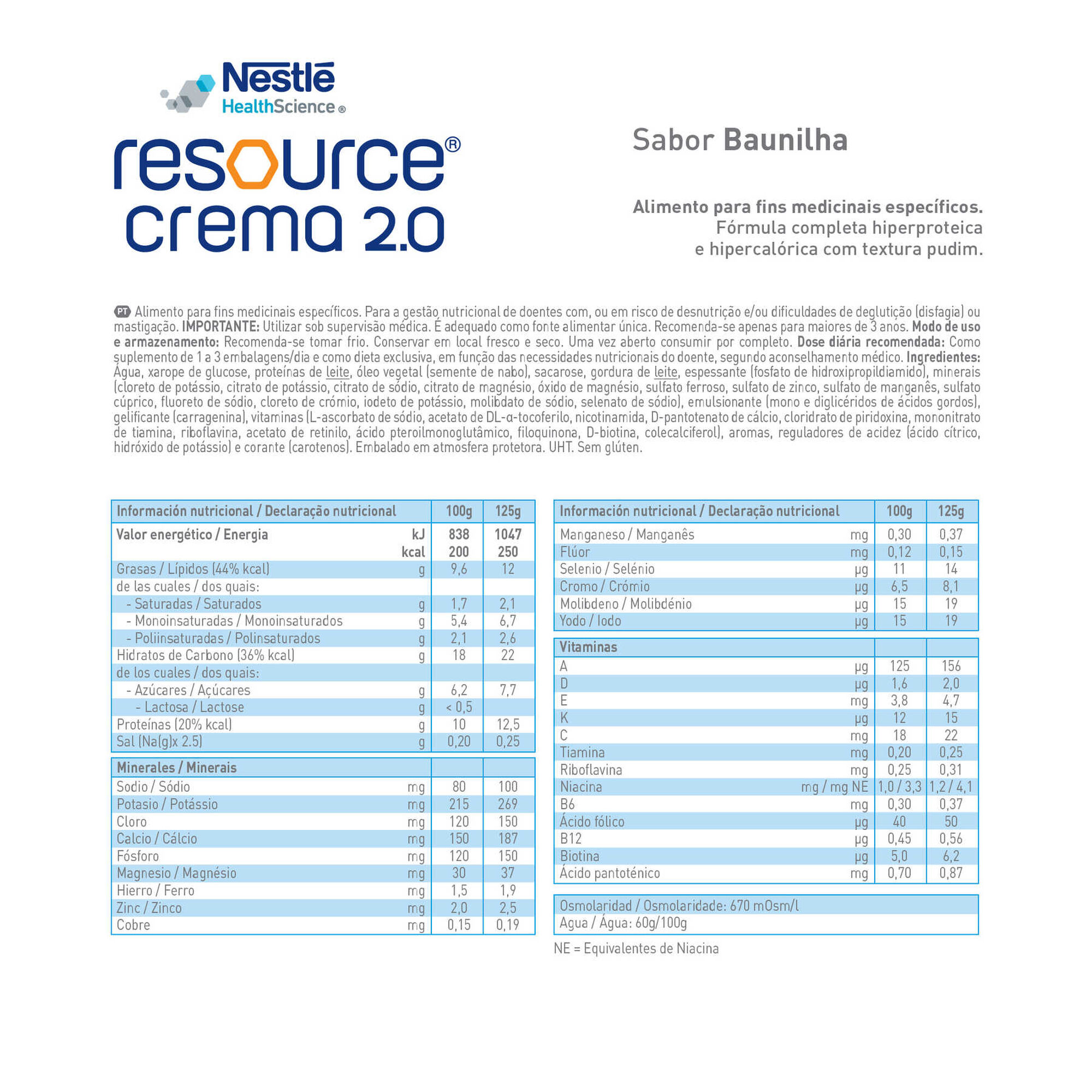 Suplemento Creme Baunilha Resource 2.0
