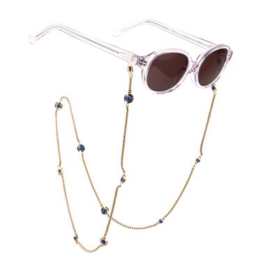 Cordão Óculos Dourado Com Pedras Azuis Wells Image 1