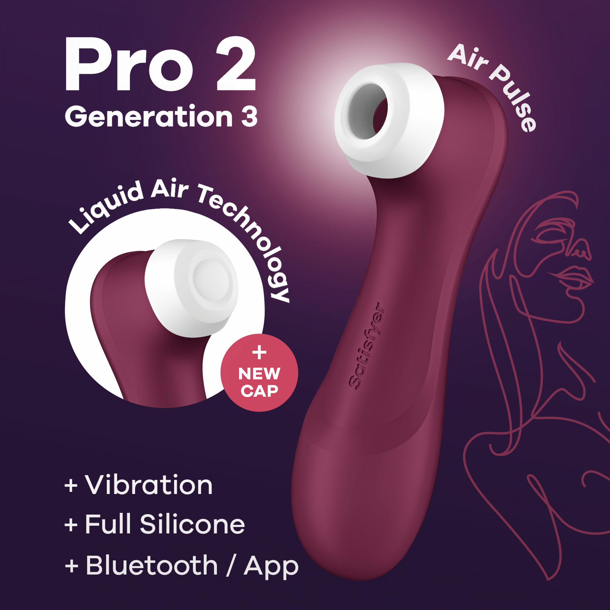 Vibrador Dupla Pressão Pro2 Generation3 Bordô