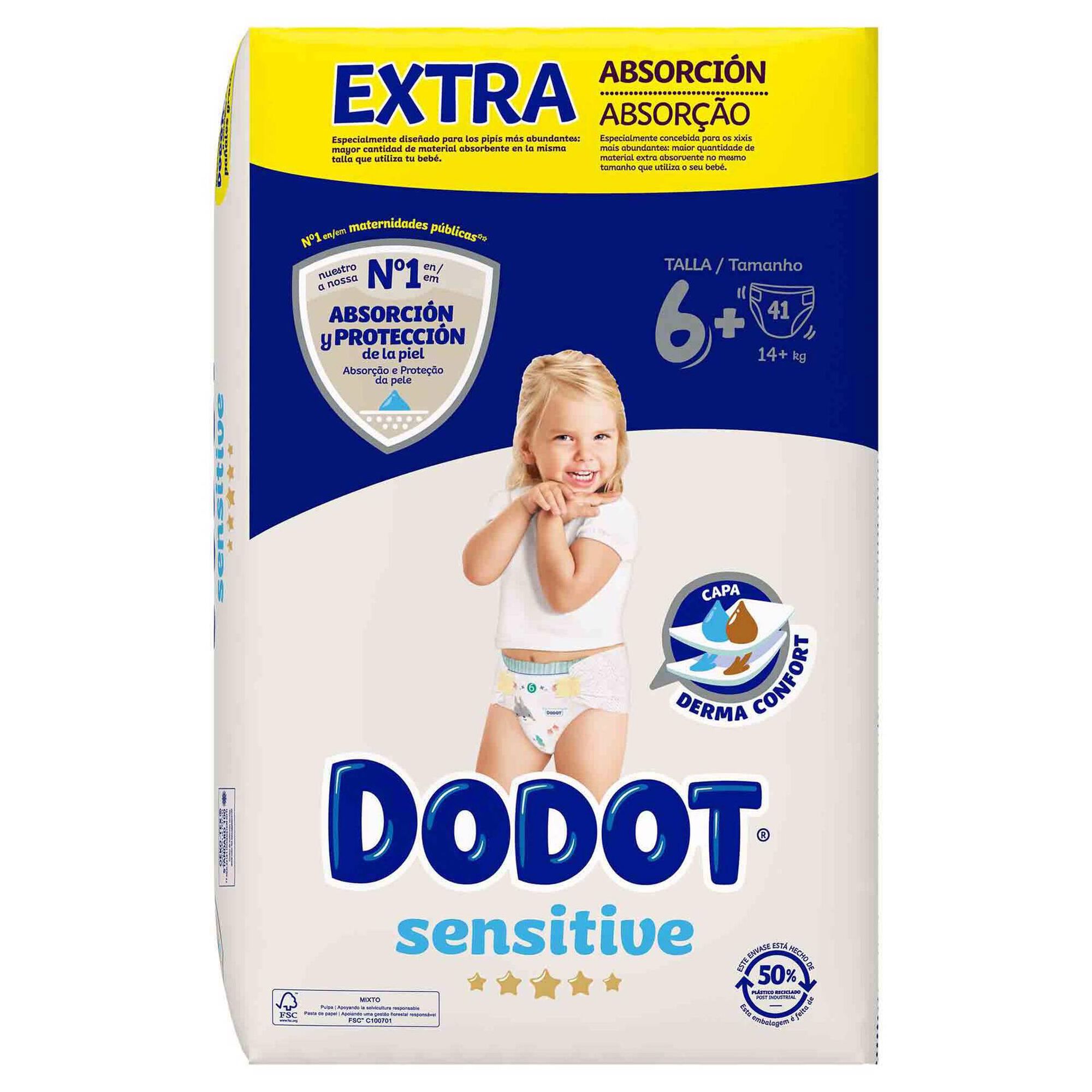 Fraldas de Bebé Sensitive +14 kg T6+