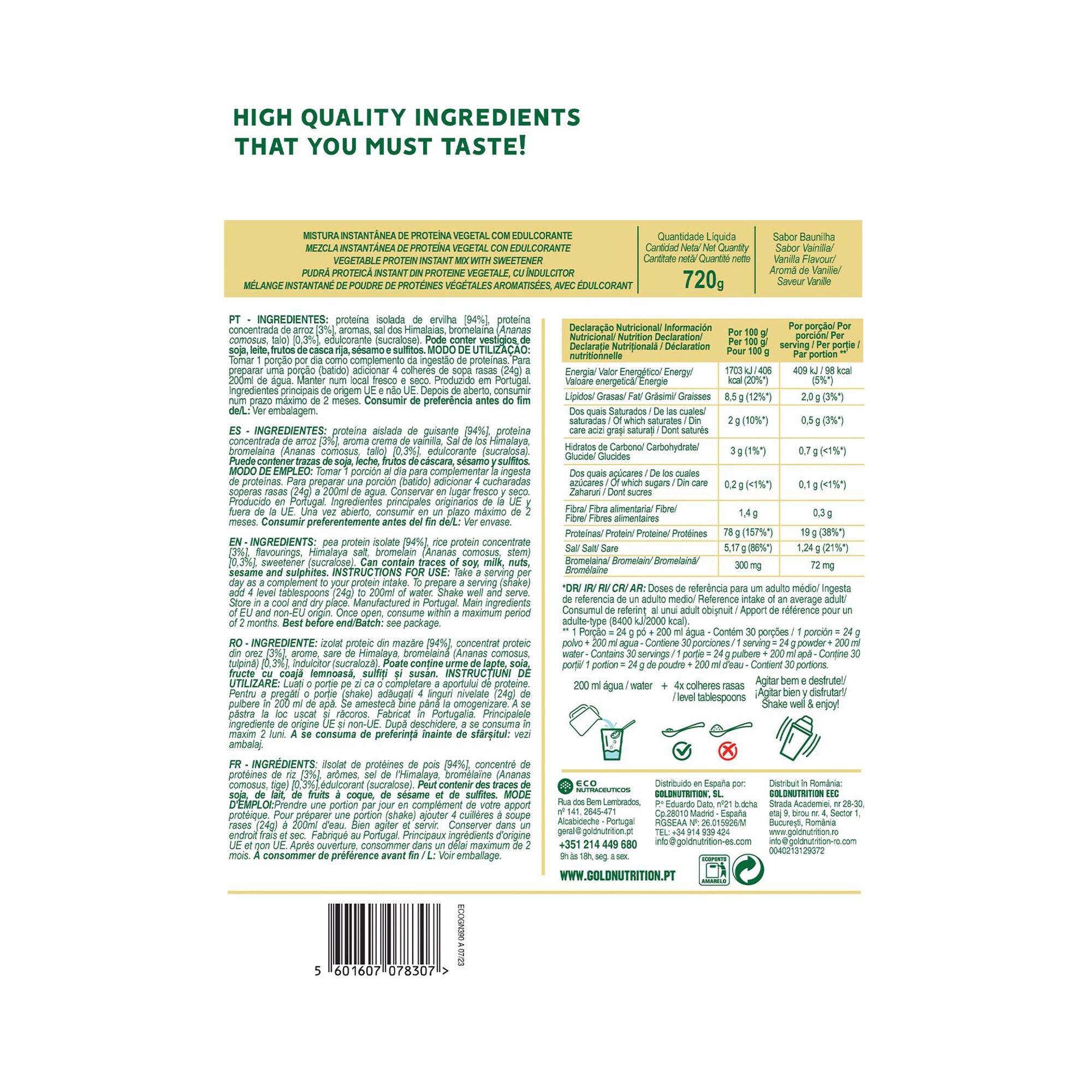 Proteína em Pó Vegan Sabor a Baunilha