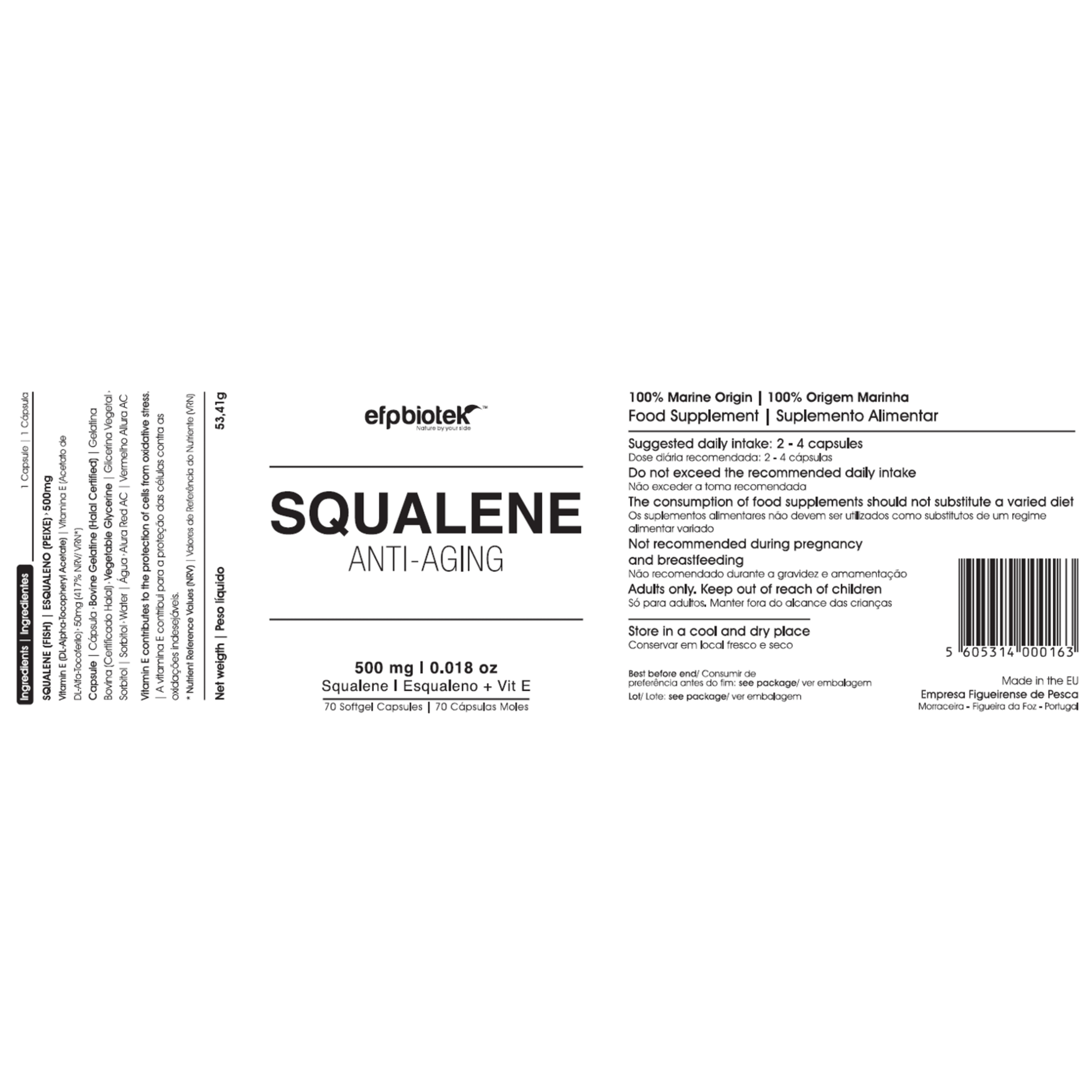 Cápsulas Hidratação Pele Squalene Anti-Aging