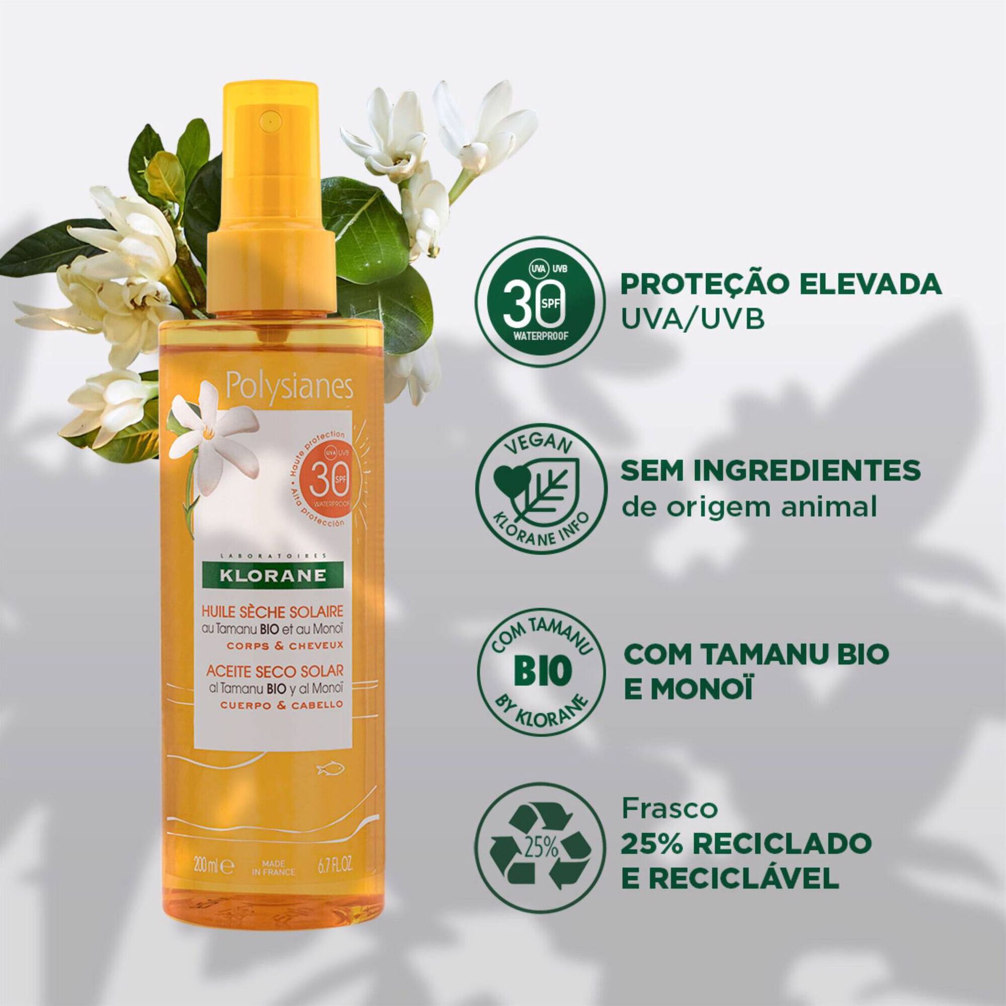 Protetor Solar Óleo Seco Corpo e Cabelo SPF30