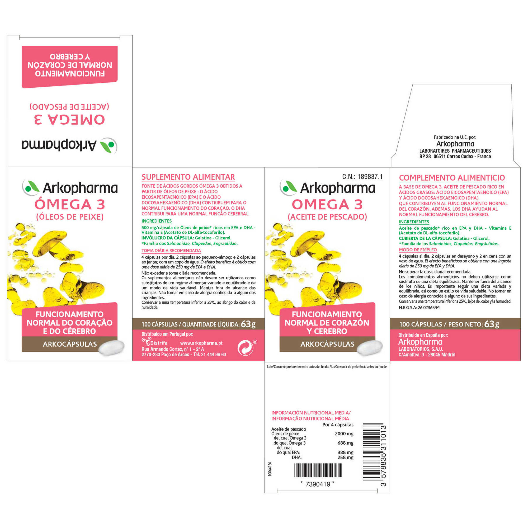 Cápsulas Ómega 3 Desempenho Cérebro Coração